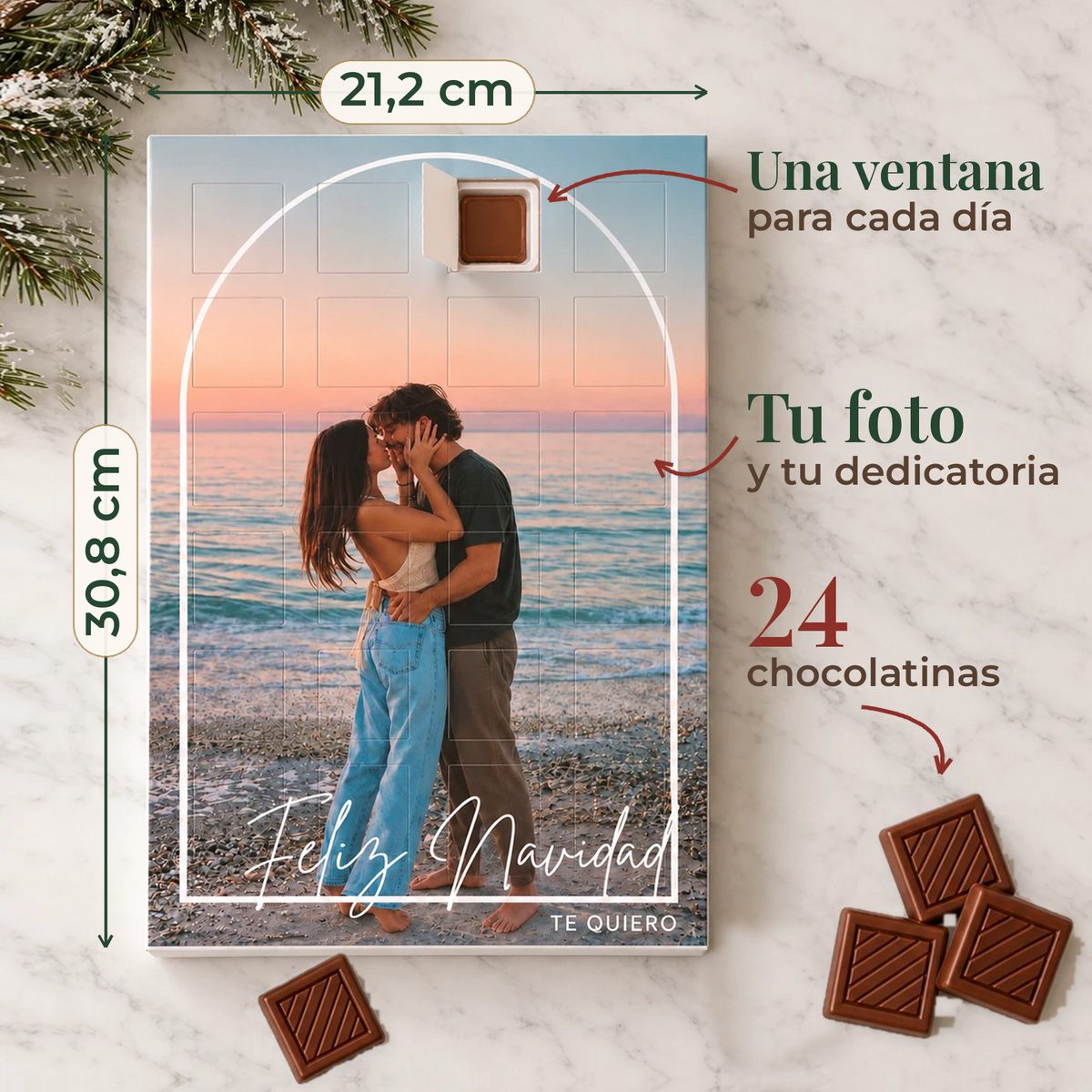 Calendario de Adviento Personalizado con Foto y Arco