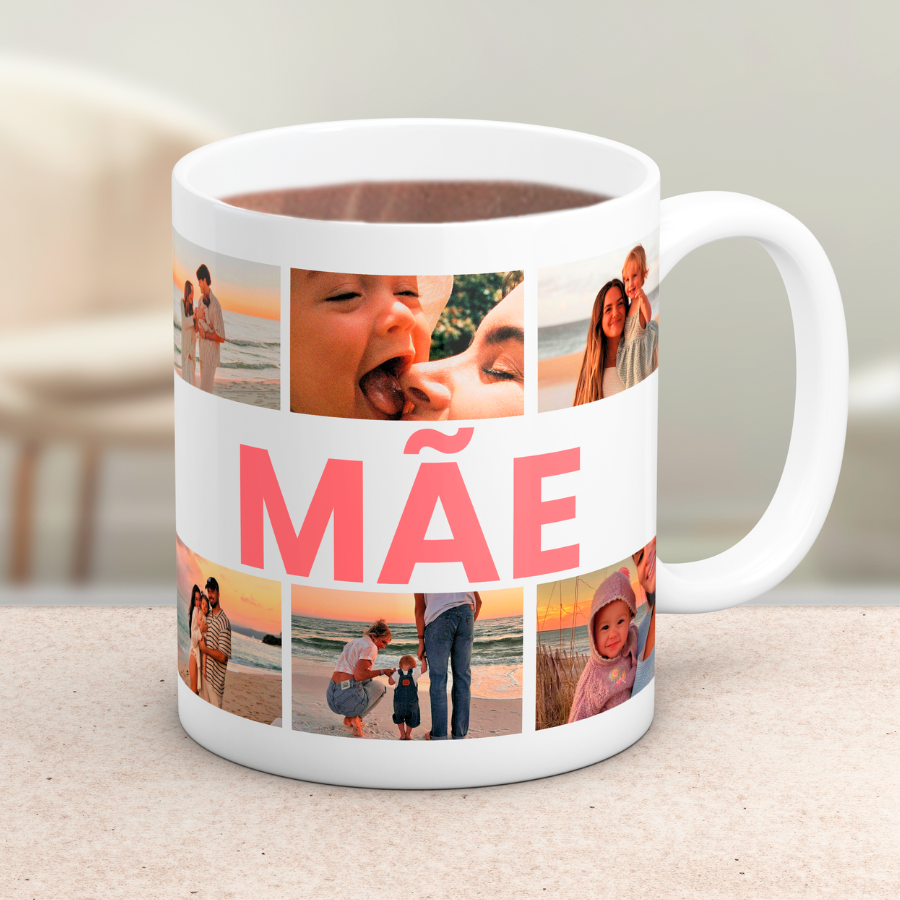 Caneca Mãe com colagem de 6 fotos