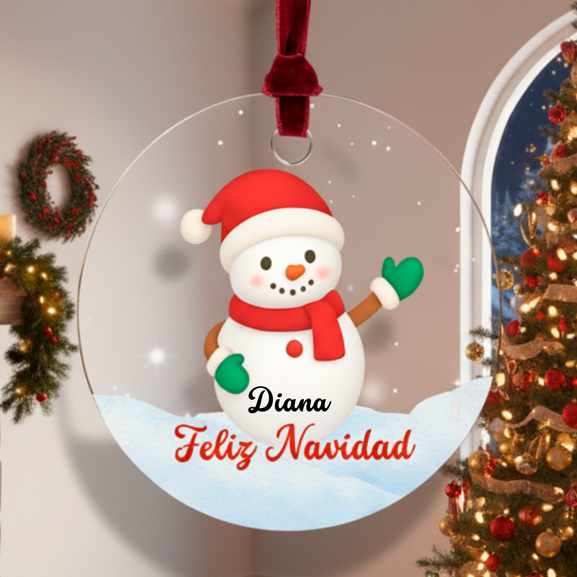 Adorno Navidad personalizado, muñecos de nieve