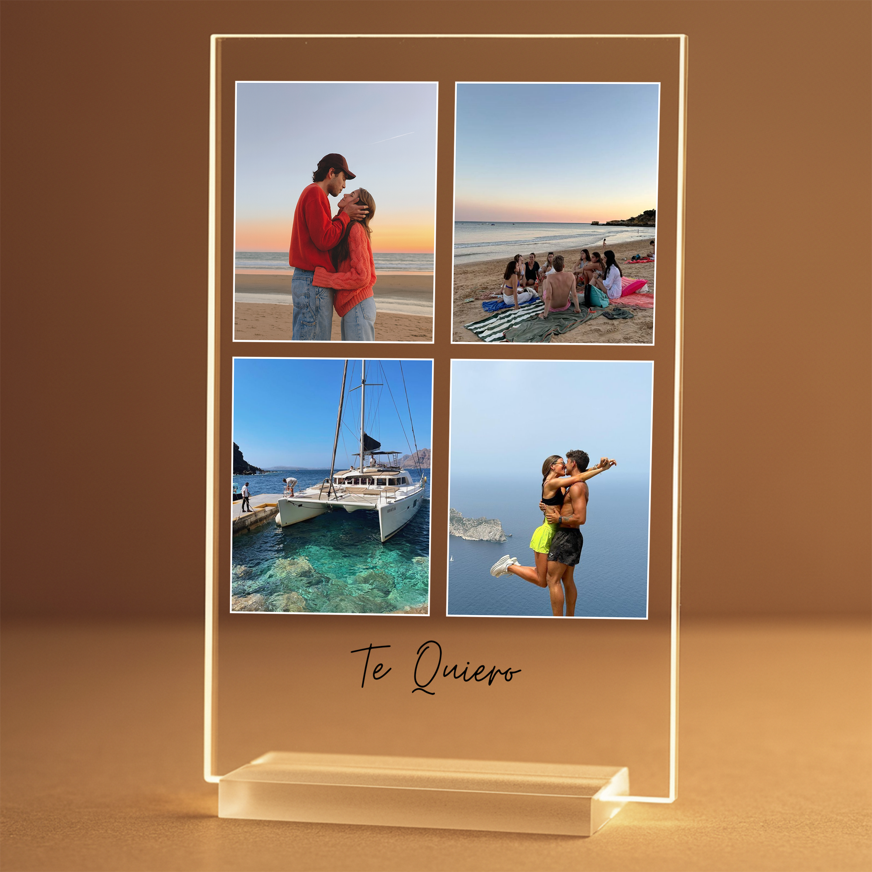 Lámpara 4 Fotos con dedicatoria vertical