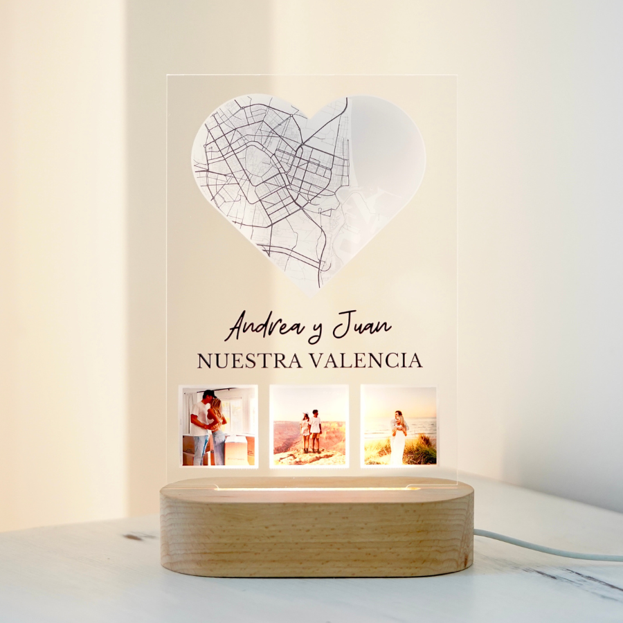 Lámpara Mapa de Corazón y 3 fotos