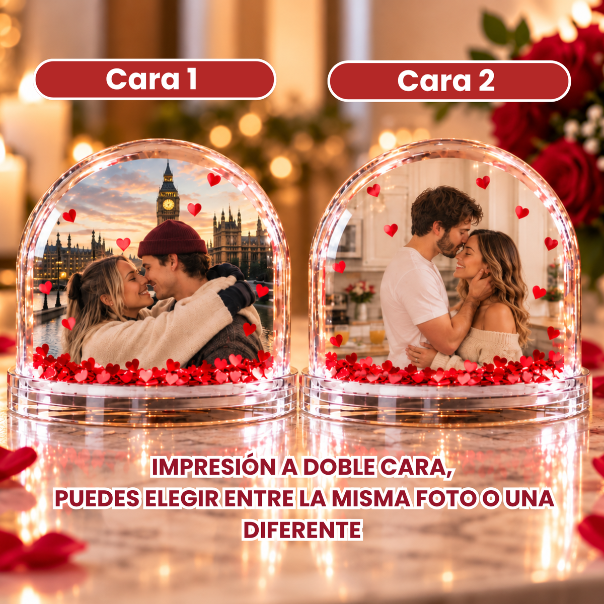 Bola de Água Personalizada com Corações São Valentim