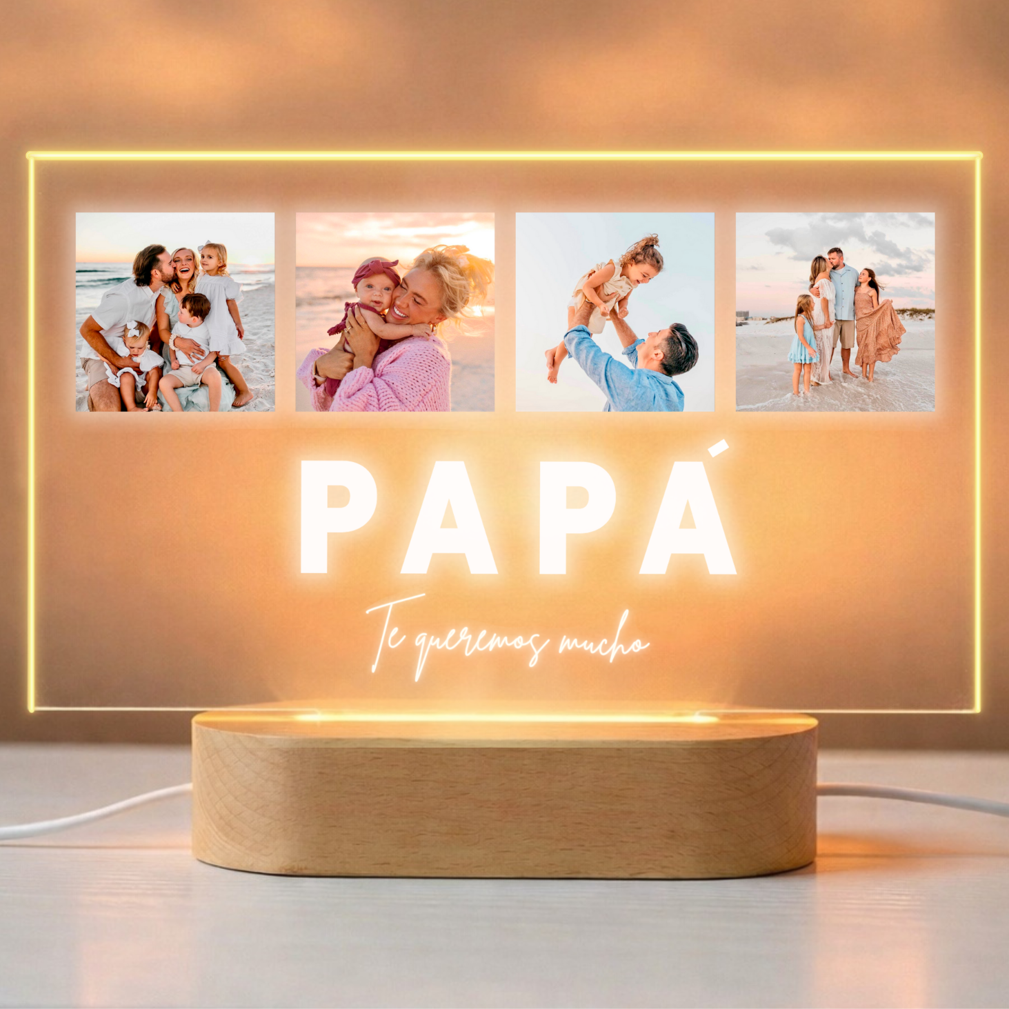 Lámpara PAPÁ abajo y 4 fotos arriba