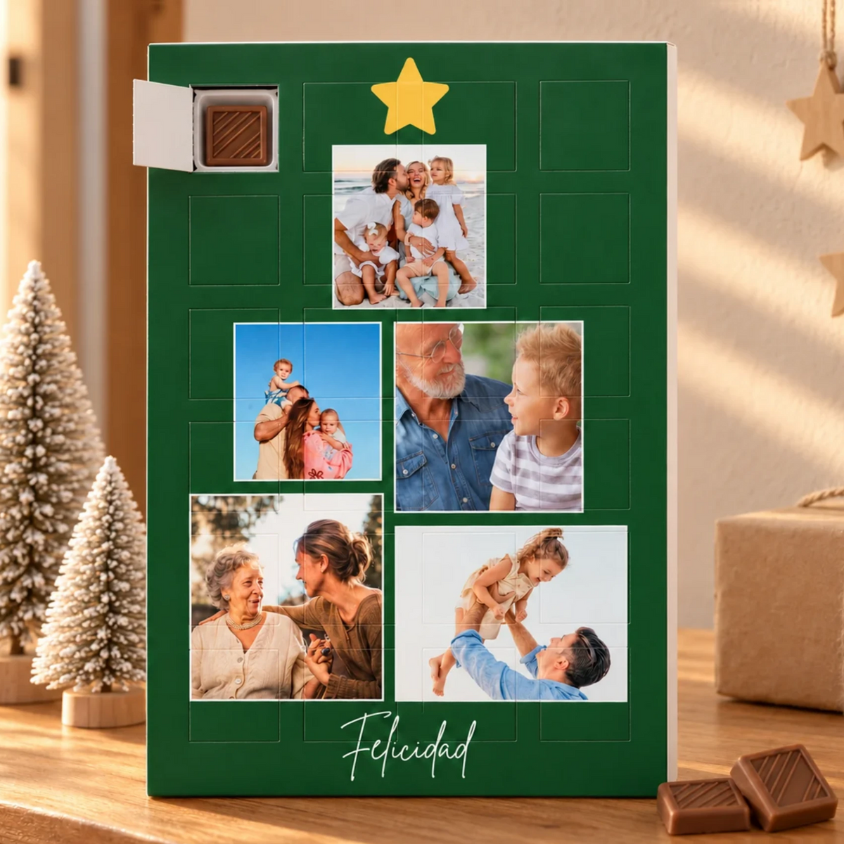 Calendario de Adviento Personalizado con Fotos en Forma de Árbol