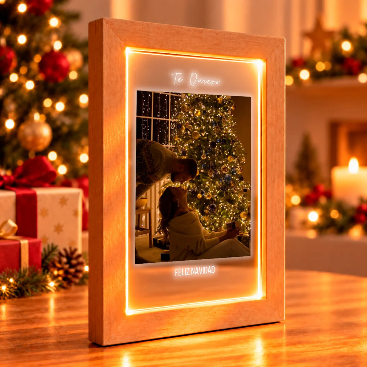 Lámpara Personalizada con Foto y Textos para Navidad