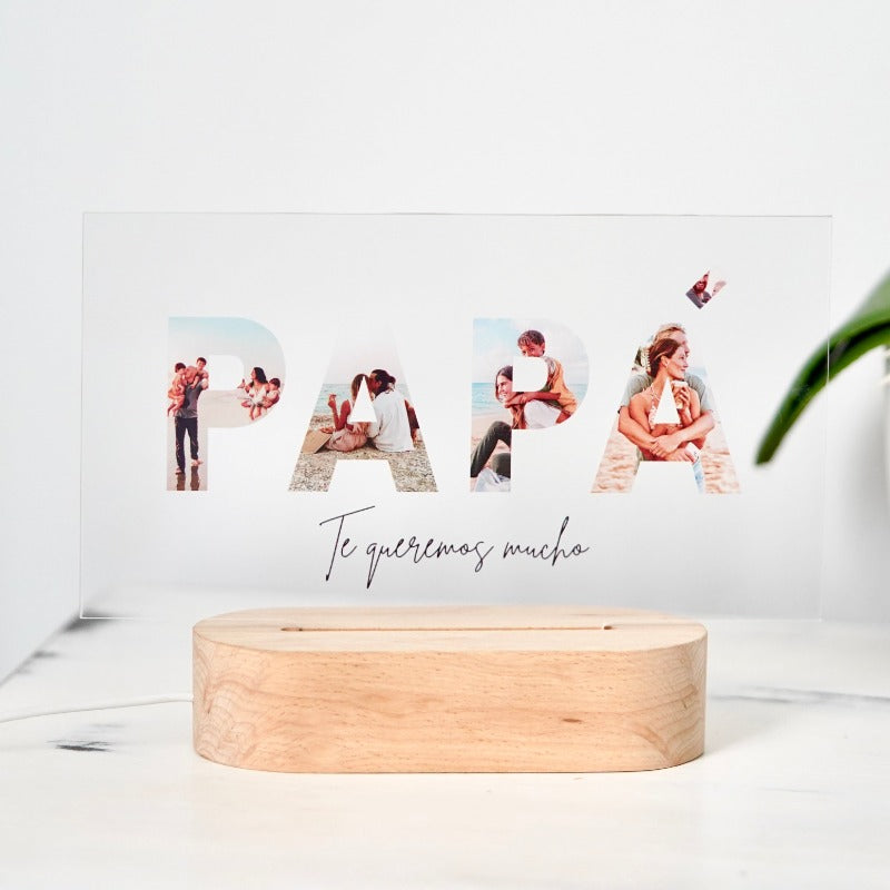 Lámpara que pone papá con fotos regalo personalizado día del padre