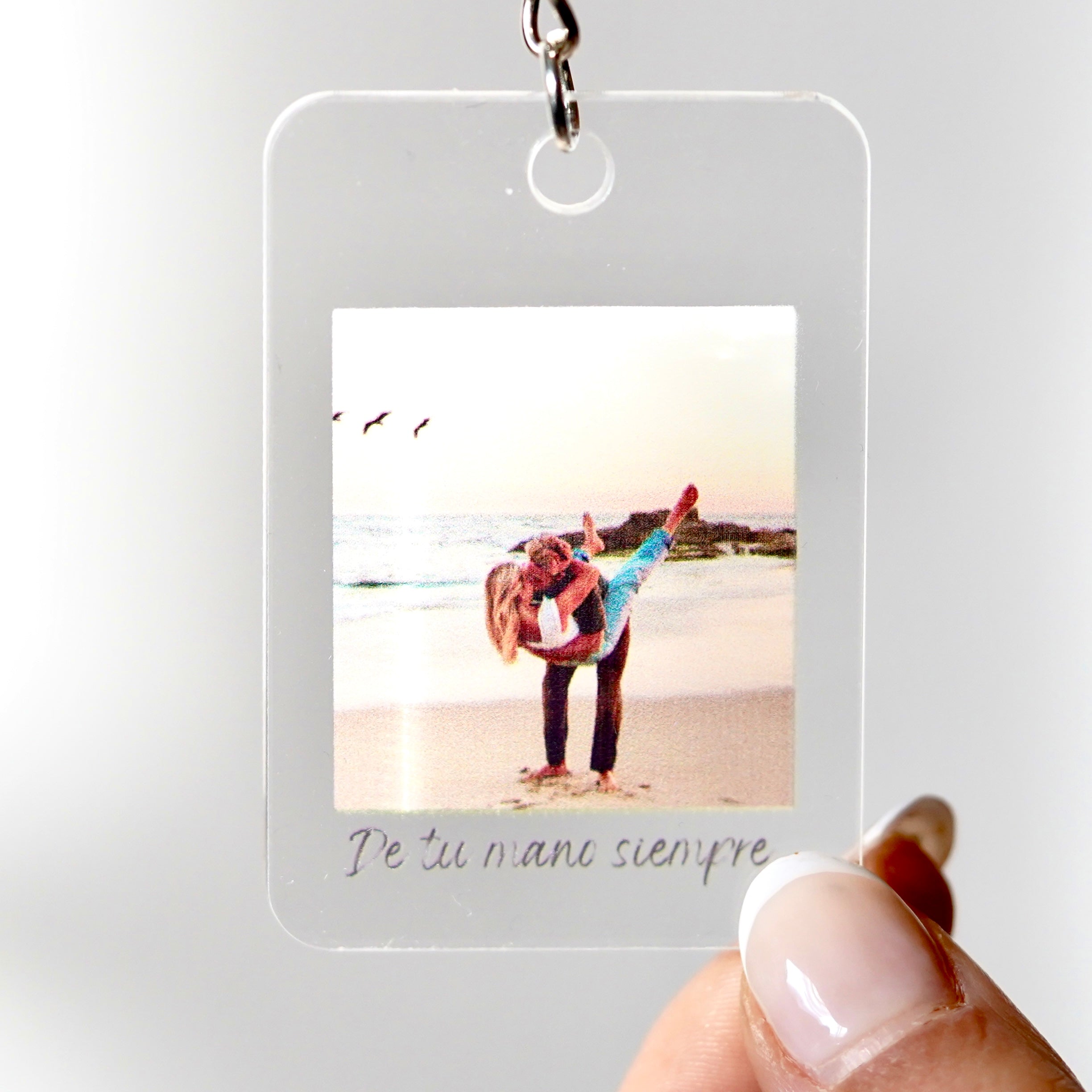 Llavero con foto y texto