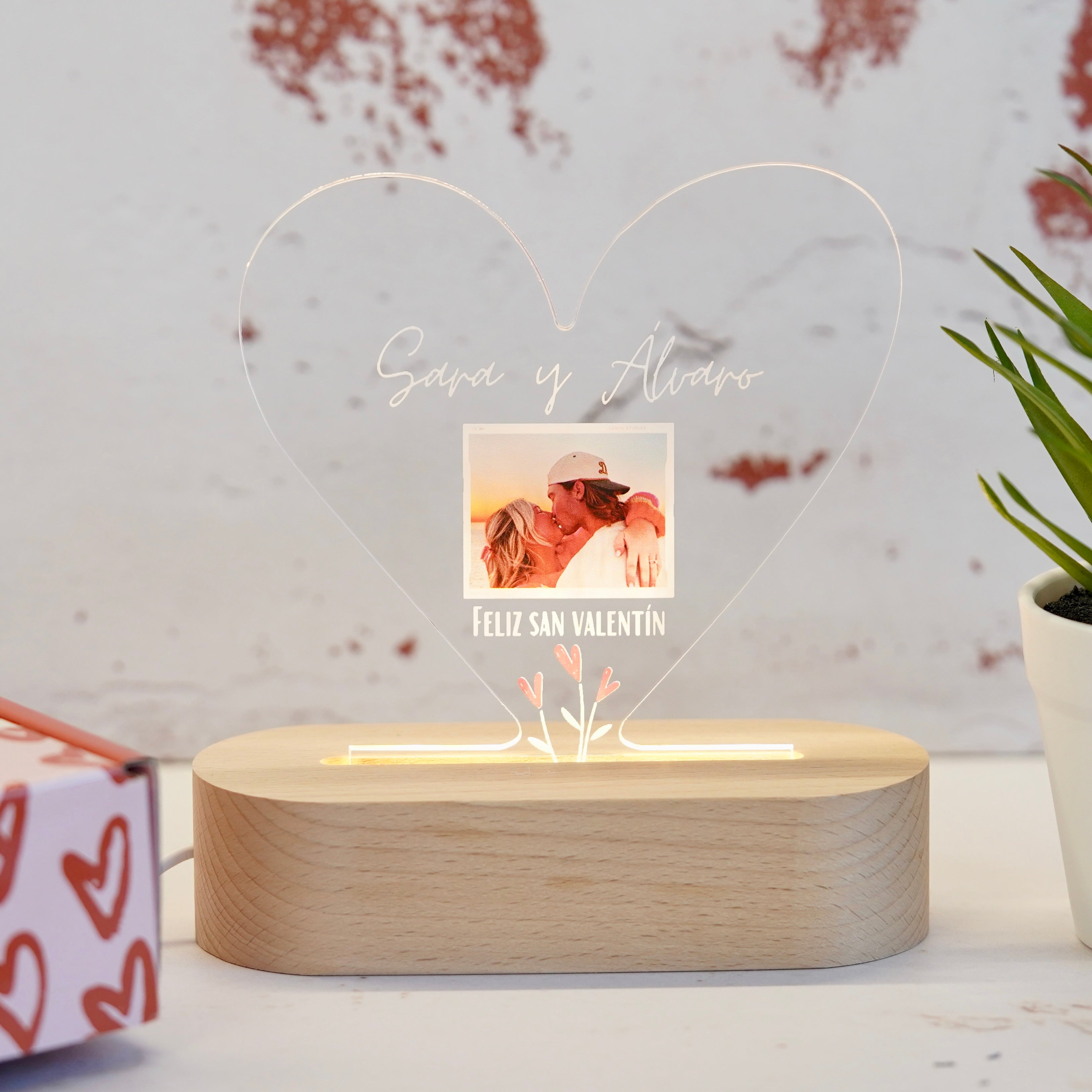 Lámpara Corazón Foto y Texto