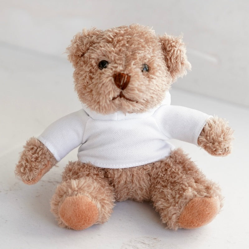 Osito de peluche de 13 cm con camiseta blanca, regalo San Valentín o aniversario
