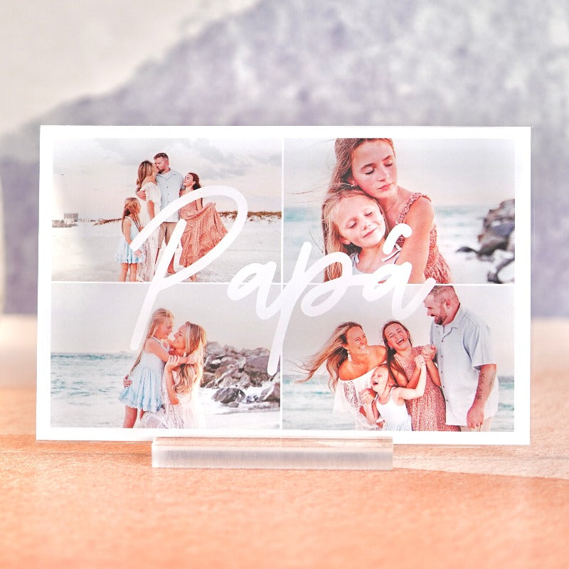 Placa personalizada 4 fotos para Papá| Cristal Plaque | detalle para día del padre | idea regalo día del padre