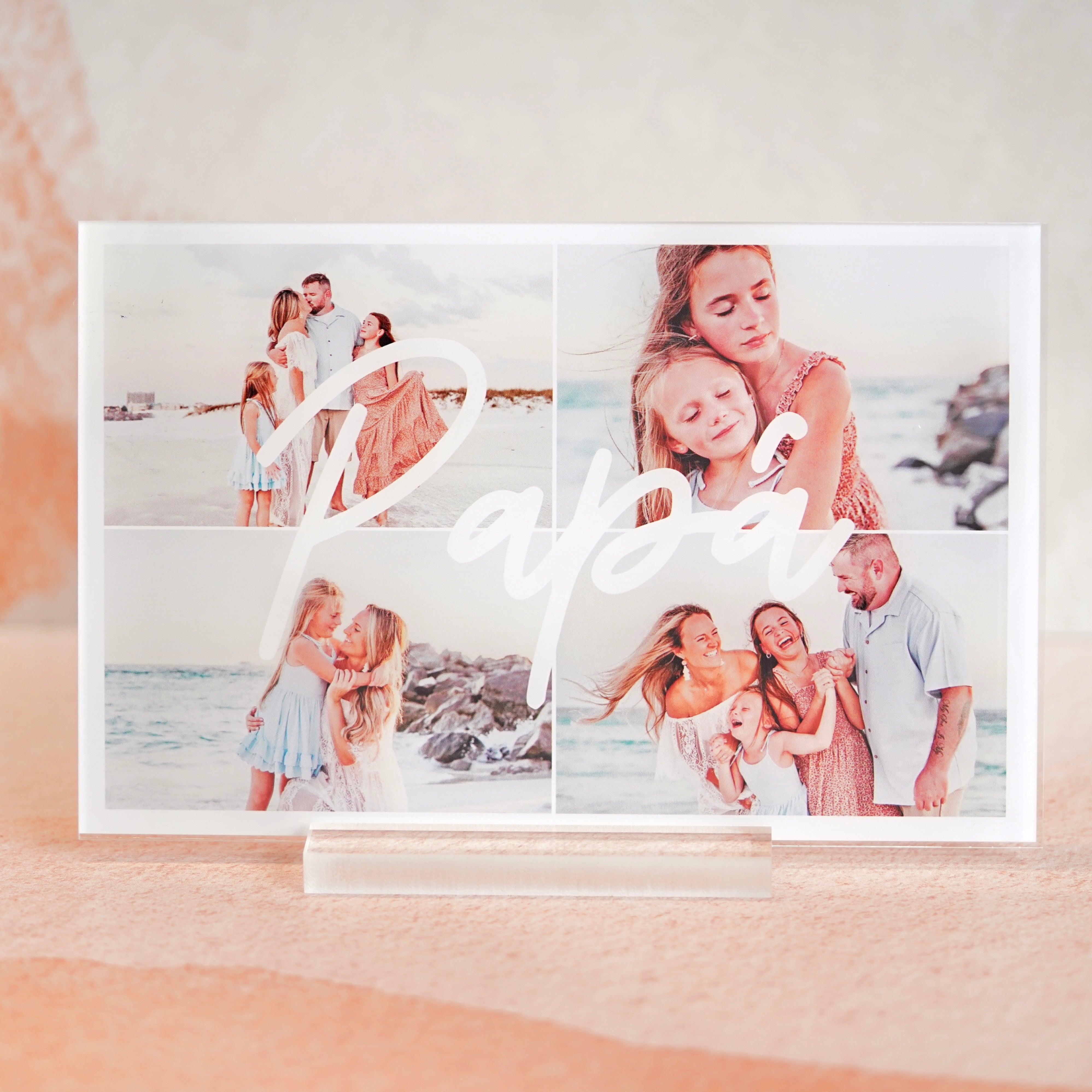 Placa personalizada 4 fotos para Papá| Cristal Plaque | detalle para día del padre | idea regalo día del padre