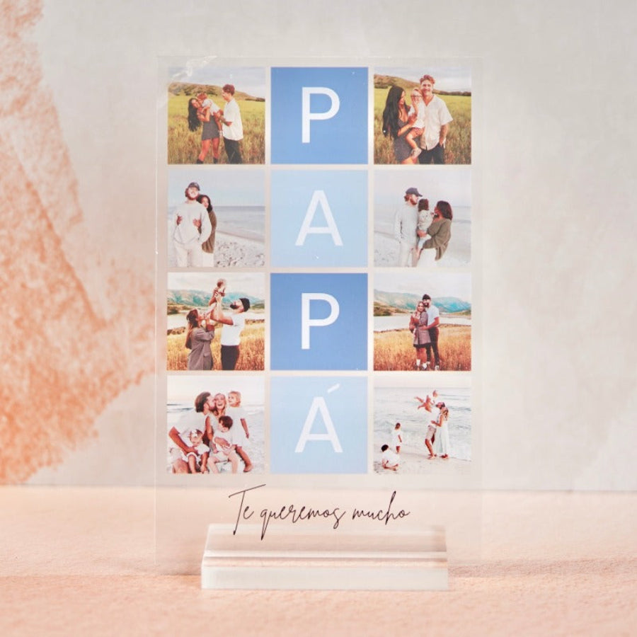 Placa personalizada Papá, con fotos y dedicatoria. Idea original y especial para regalo día del padre o cumpleaños