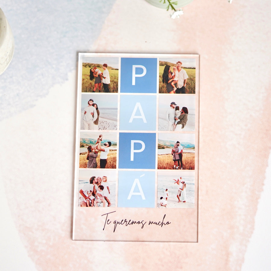 Placa personalizada Papá, con fotos y dedicatoria. Idea original y especial para regalo día del padre o cumpleaños