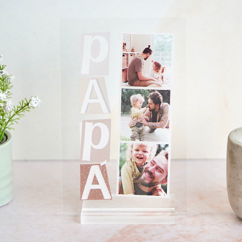 Placa personalizada Papá | Cristal Plaque | detalle día del padre| regalo original para regalar a papá | fotos y texto | idea de regalo original