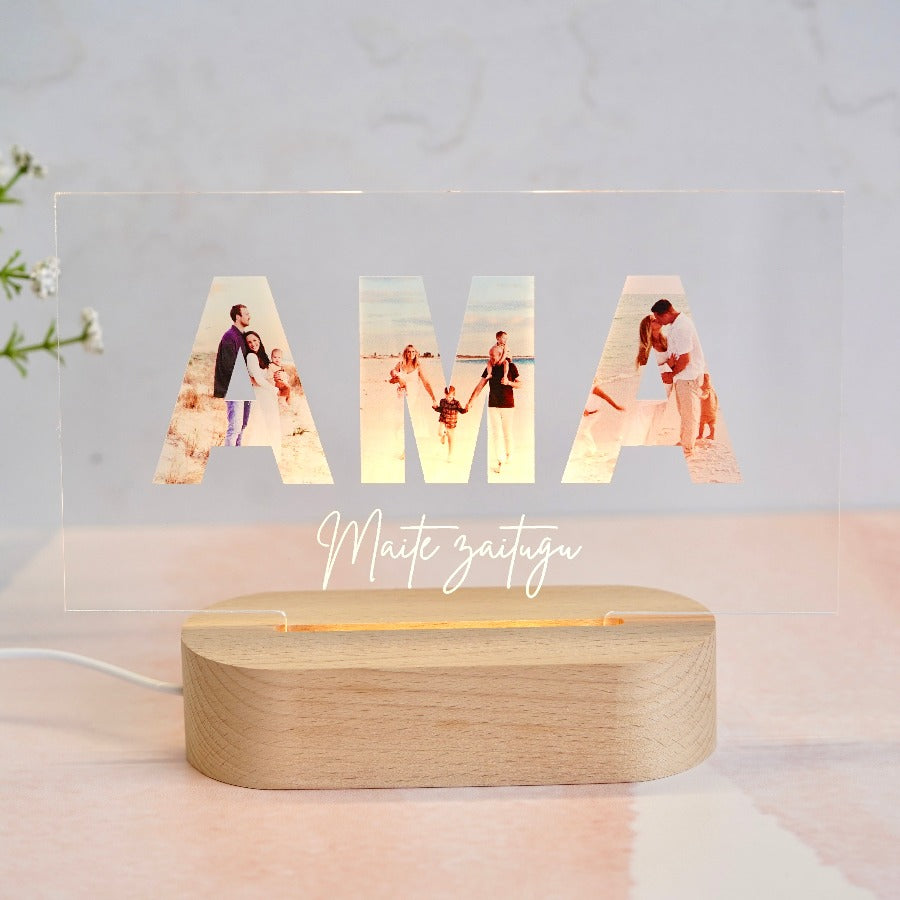 Lâmpada "AMA" com fotos