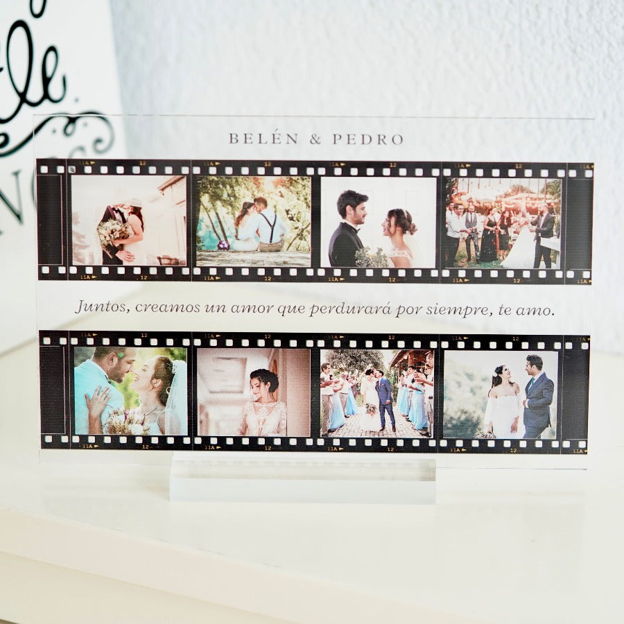 Placa con fotos como un carrete de fotos