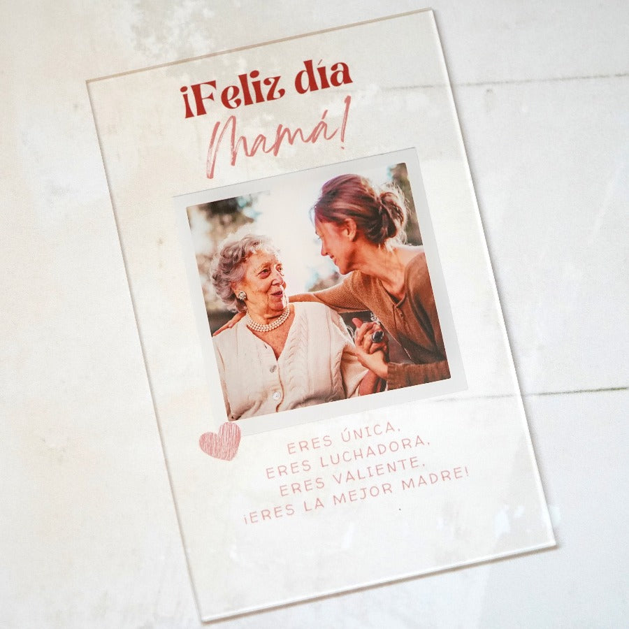 Placa Personalizable "Feliz Día" con foto central. Regalo ideal para el Día de la Madre y otras ocasiones especiales.