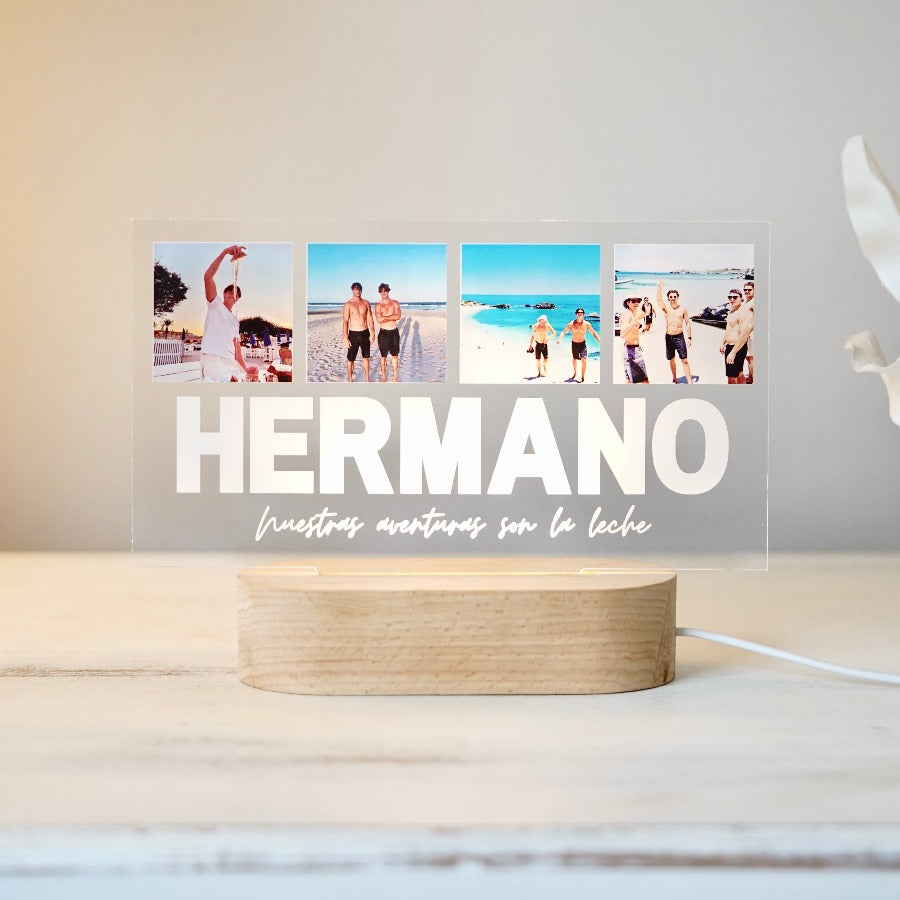 Un regalo perfecto para el Hermano, con 4 fotos y dedicatoria personalizable.