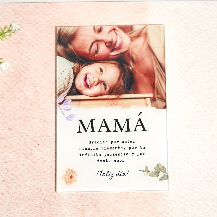 Placa personalizada foto y texto, Mamá, regalo para el día de la madre, idea regalo, Cristal Plaque, regalo emotivo madere