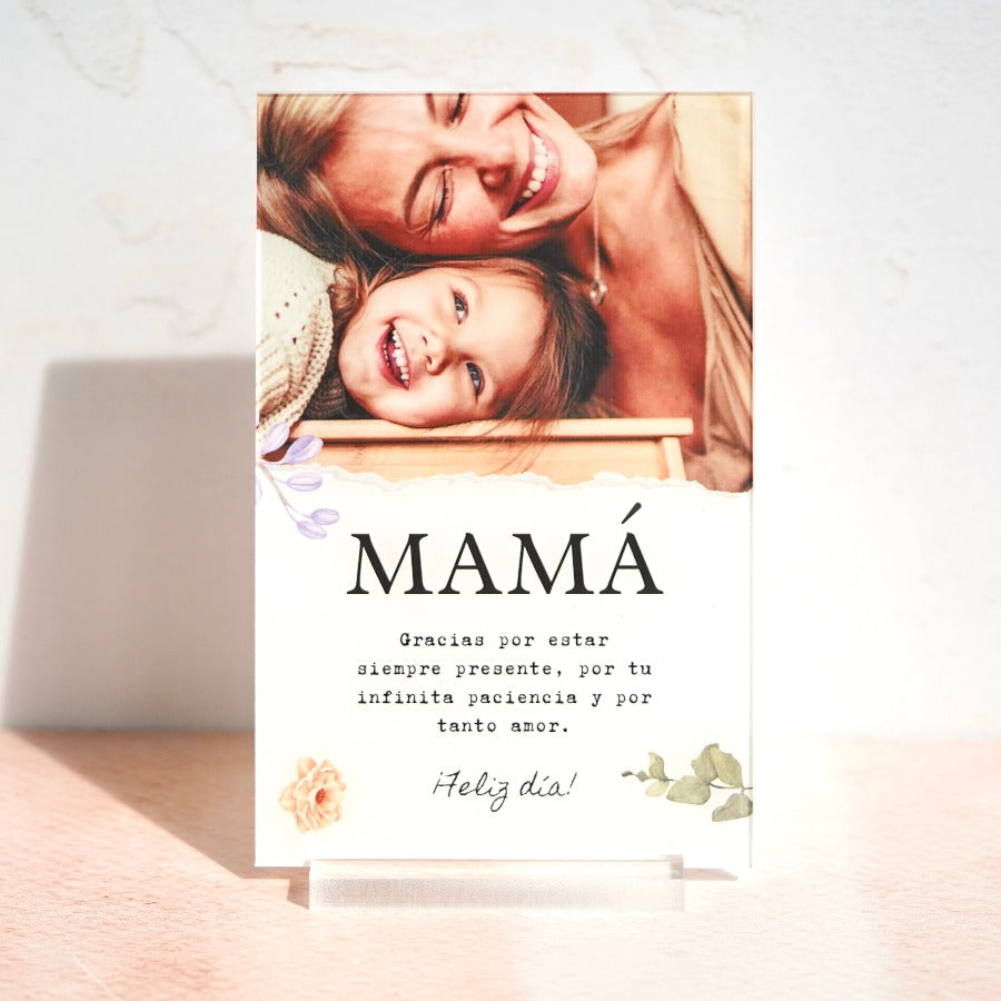 Placa personalizada foto y texto, Mamá, regalo para el día de la madre, idea regalo, Cristal Plaque, regalo emotivo madere