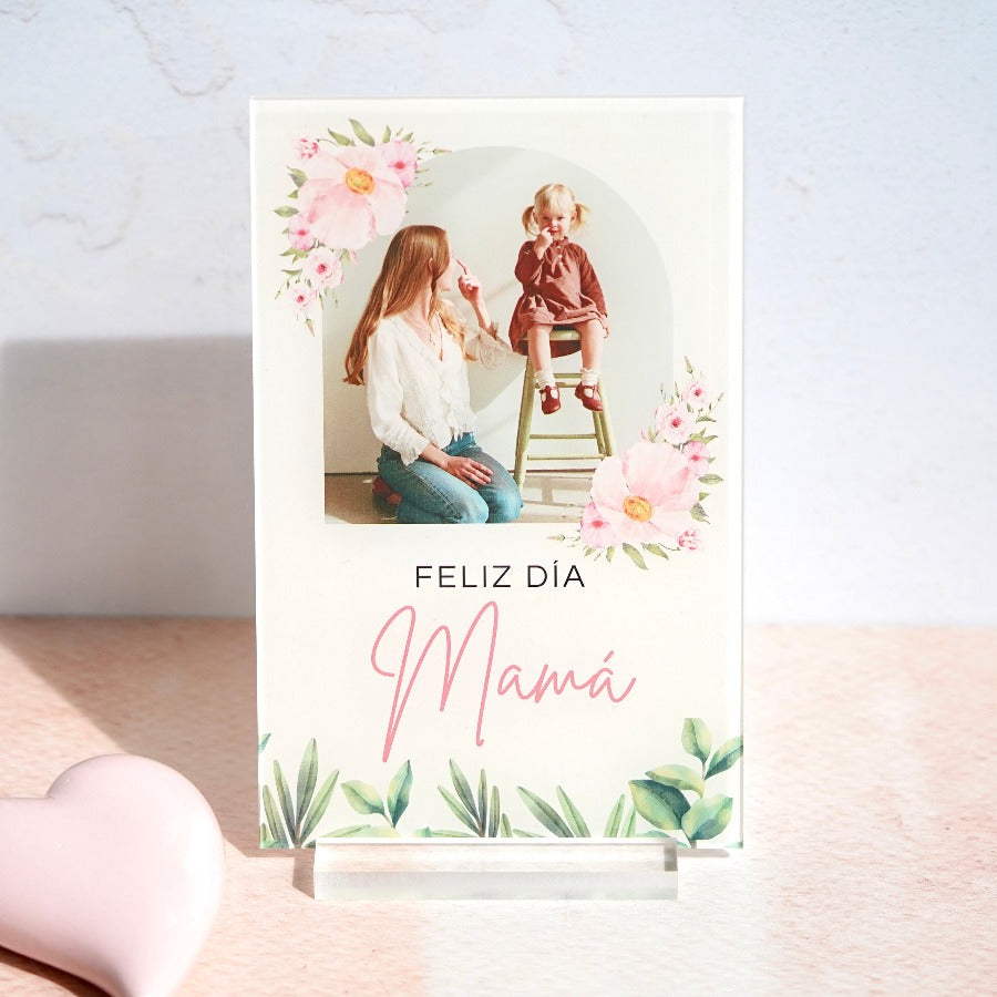 Placa mama foto y flores regalo original
