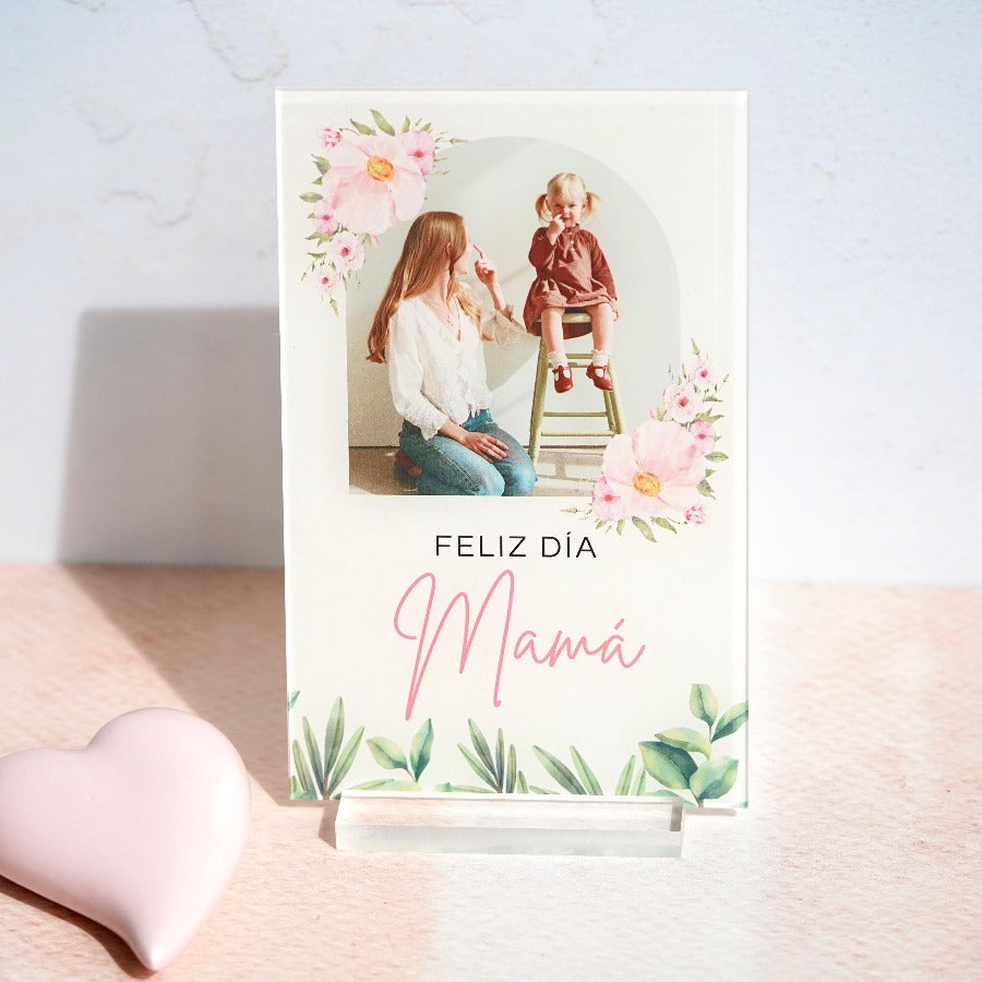 Placa mama foto y flores regalo original
