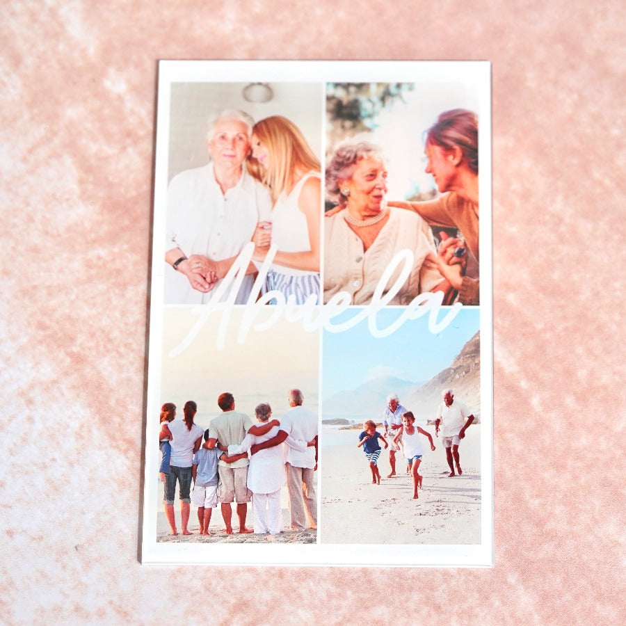 Placa personalizada Avó | fotos em quadriculado e texto | colagem | avó | yaya | ideias de presentes originais e emocionantes para a minha avó | presente personalizado | Cristal Plaque | presente para um dia especial