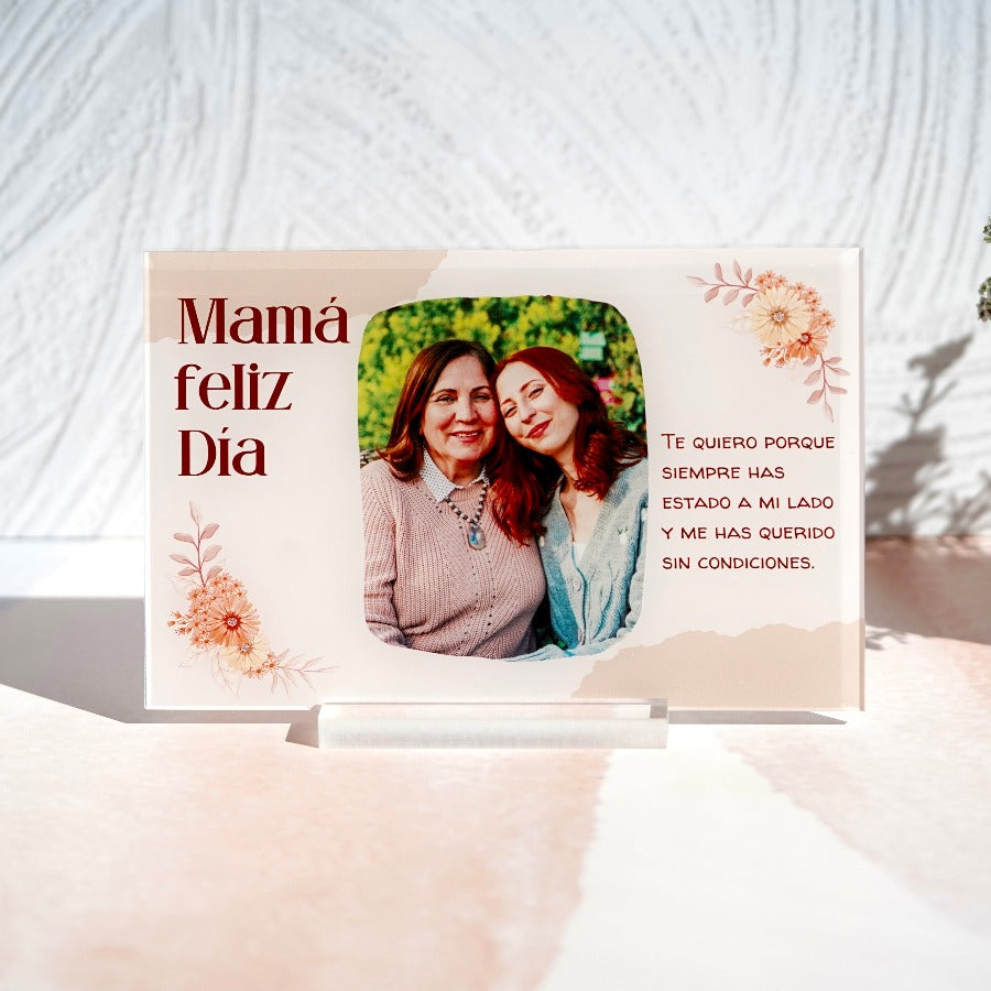 Placa Feliz día Mamá con dedicatoria