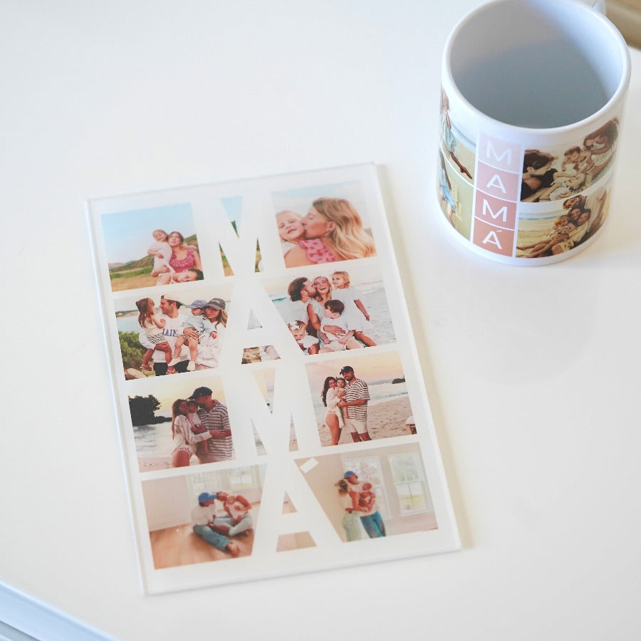 Placa collage mamá con fotos personalizada