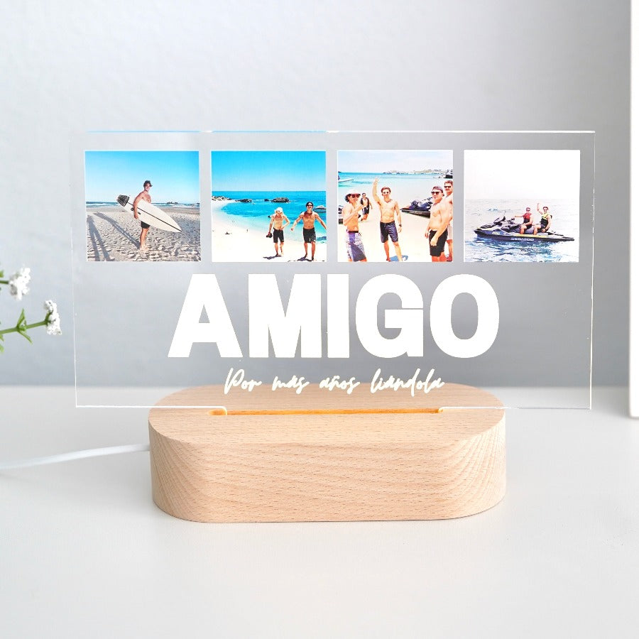 Idea para regalara a tu amigo en un cumpleaños, lámpara con fotos