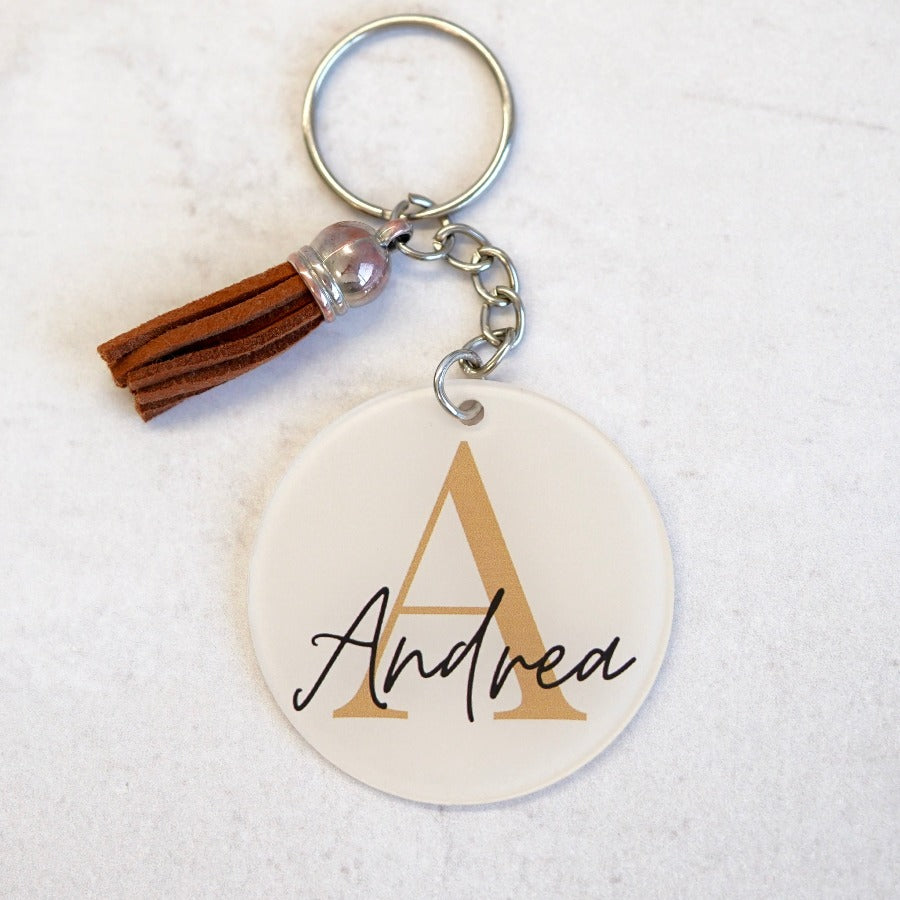 llavero redondo con inicial
