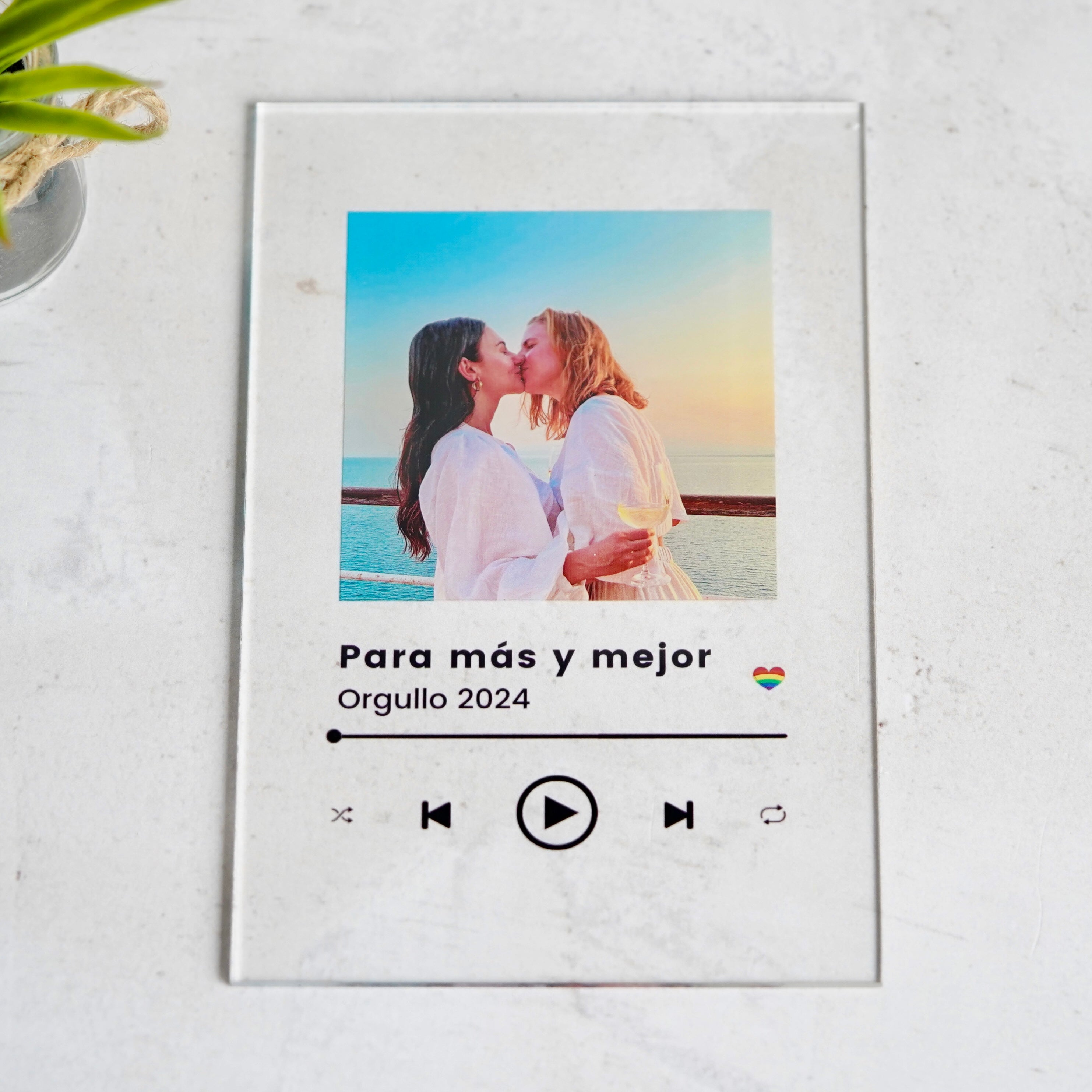 Idea de regalo del orgullo placa canción con foto y texto personalizado