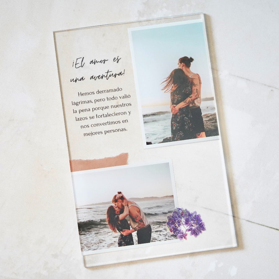 Placa personalizada original 2 fotos texto y dedicatoria | Cristal Plaque | para regalar a una persona especial, idea de regalo para parejas, regalo personalizado, regalo enamorados, regalo para novia