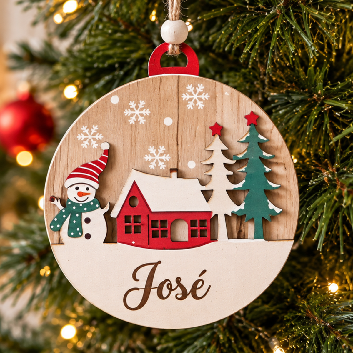 Pack 3 adornos Navidad personalizados en madera