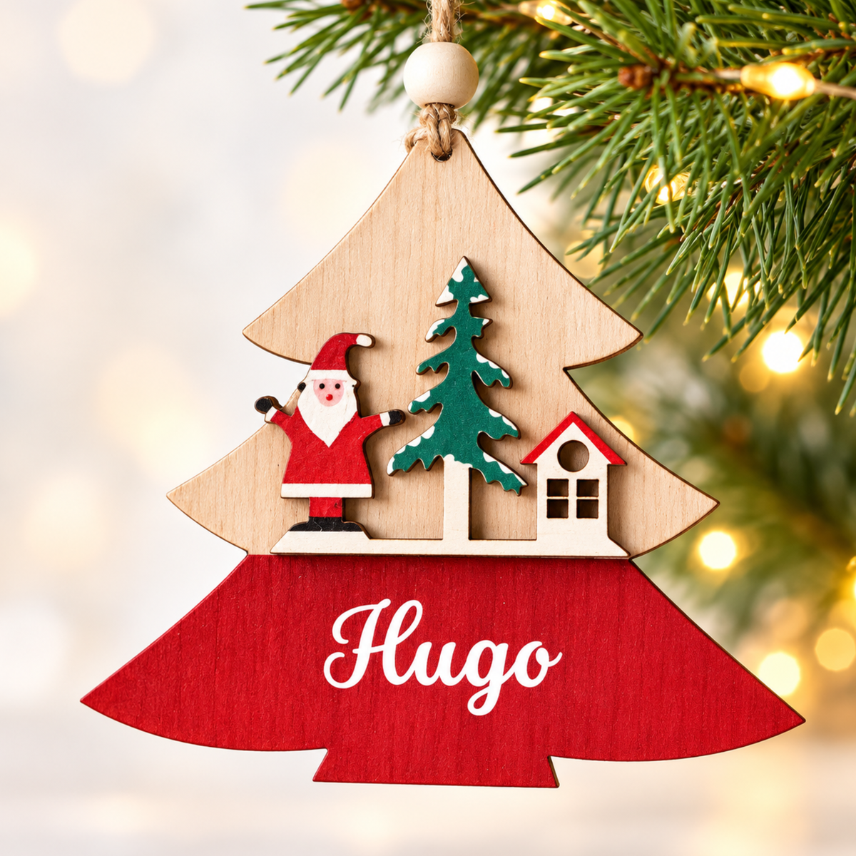 Pack 3 adornos Navidad personalizados en madera