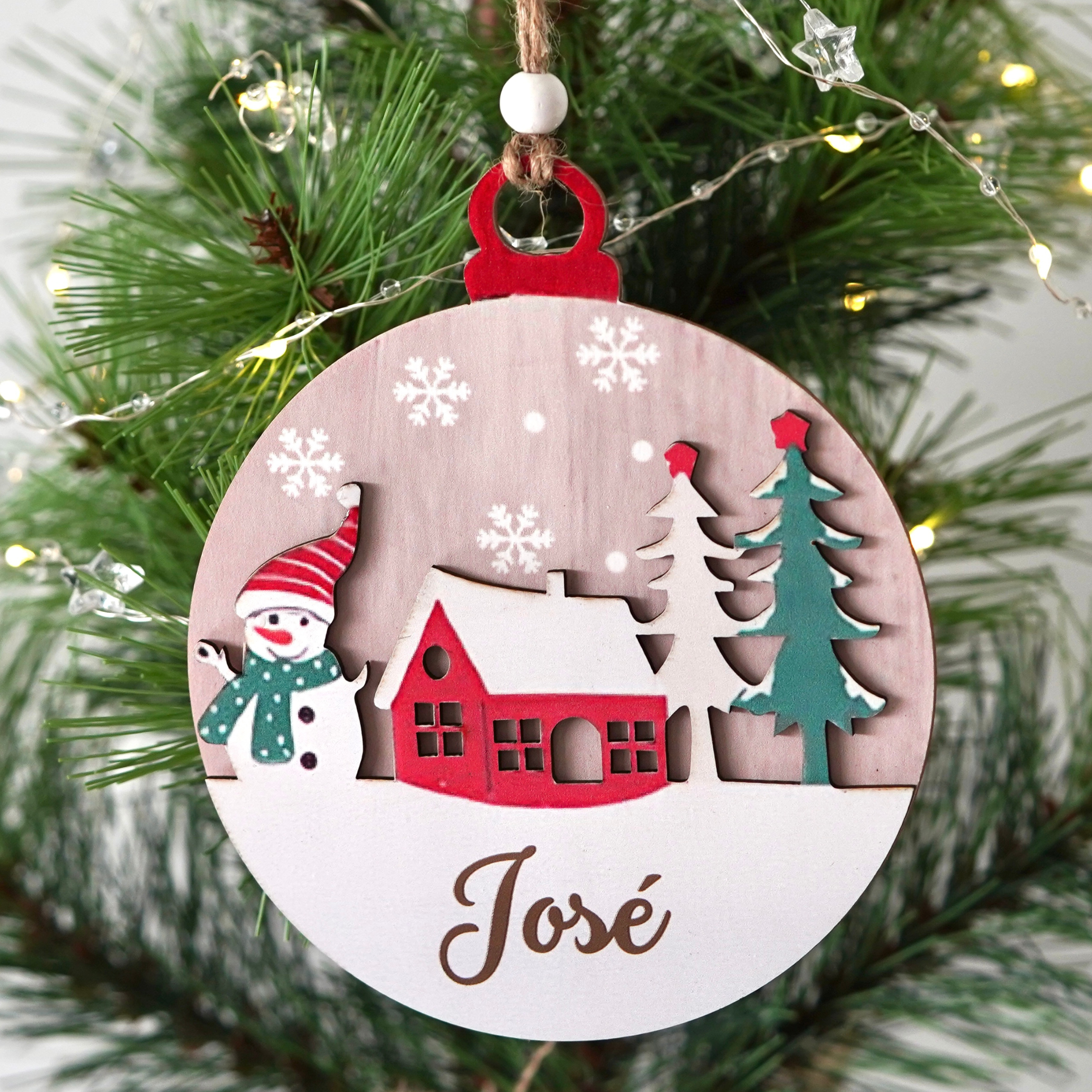 Pack 3 adornos Navidad personalizados en madera