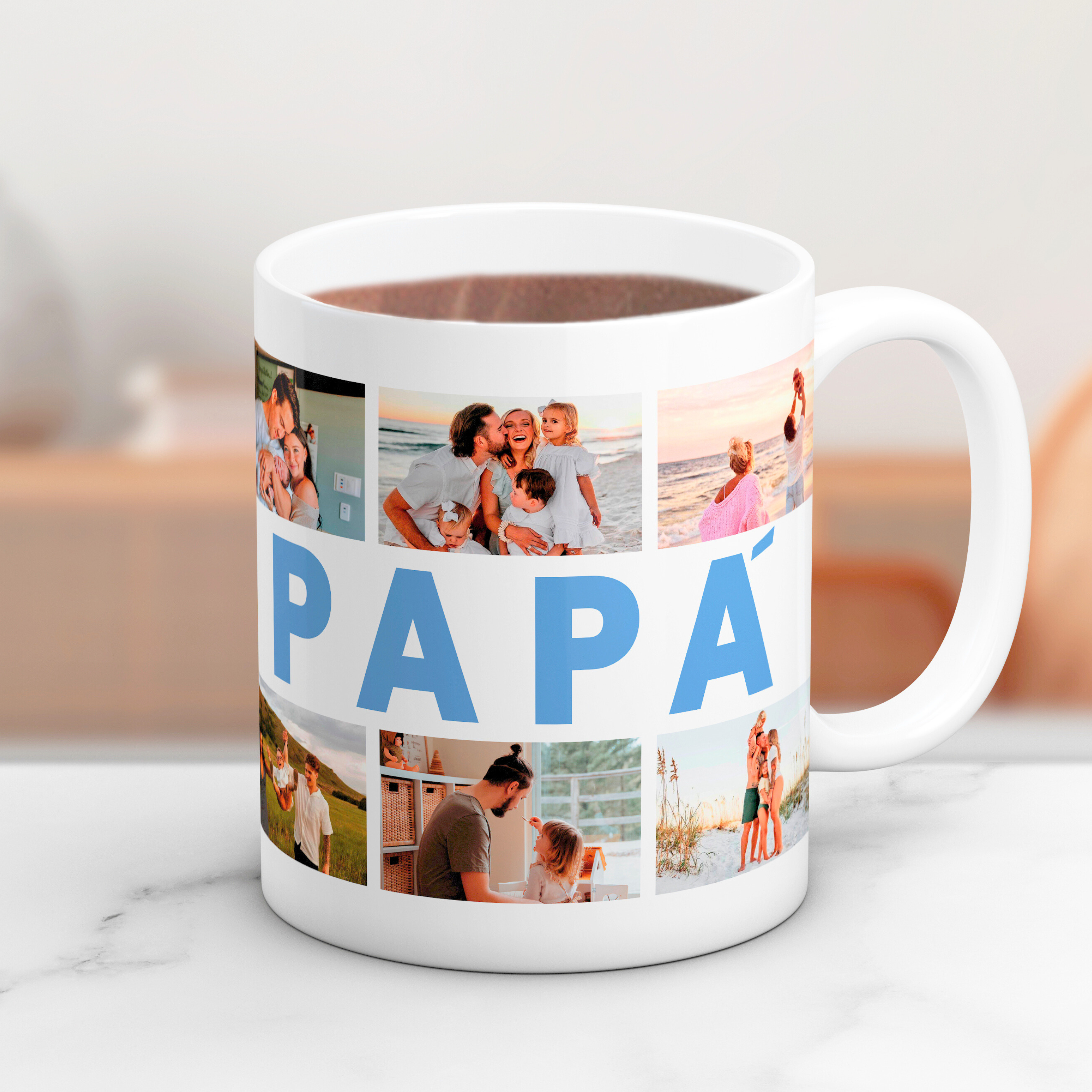 Taza "PAPÁ" collage con 6 fotos