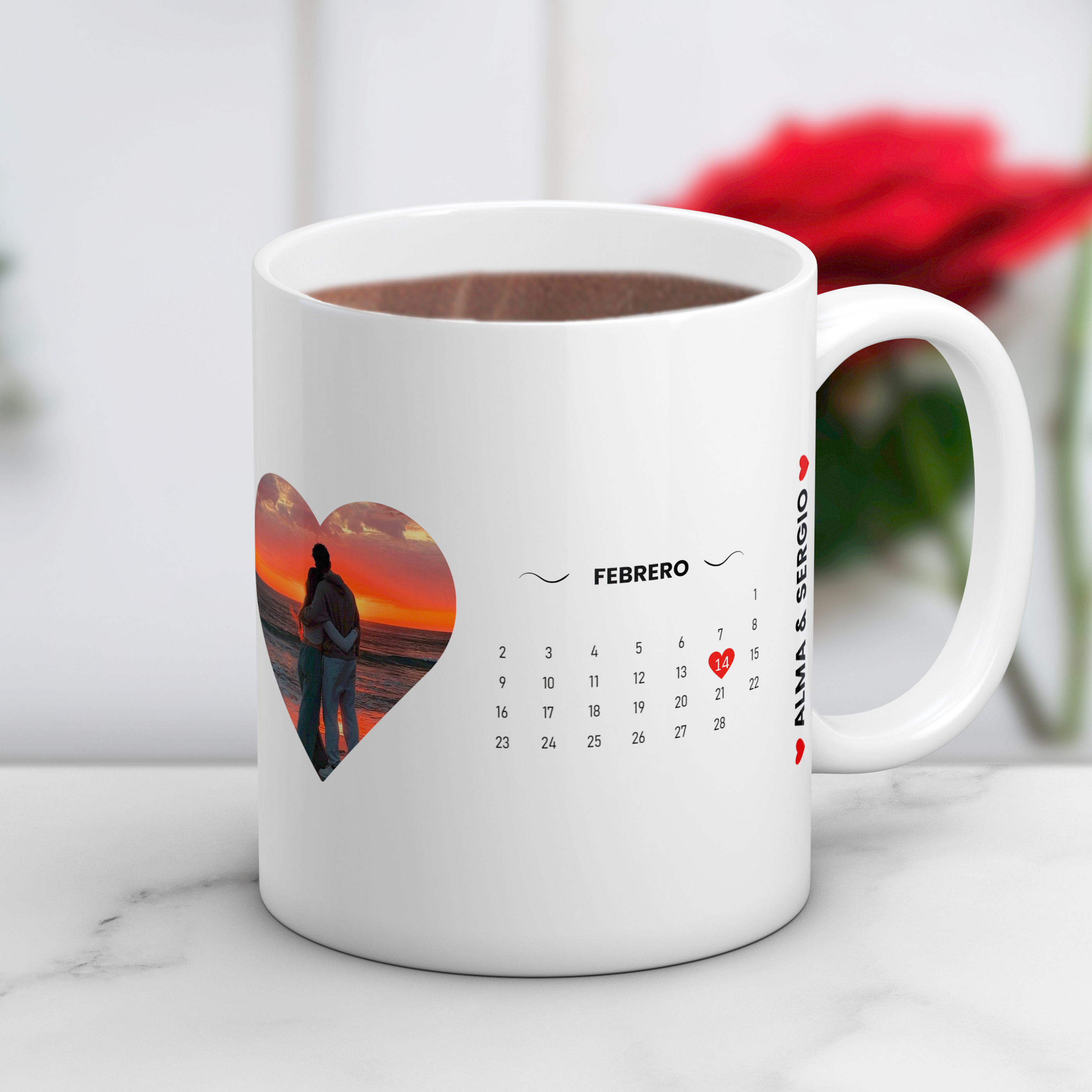 Taza Parejas Fecha Feliz San Valentín