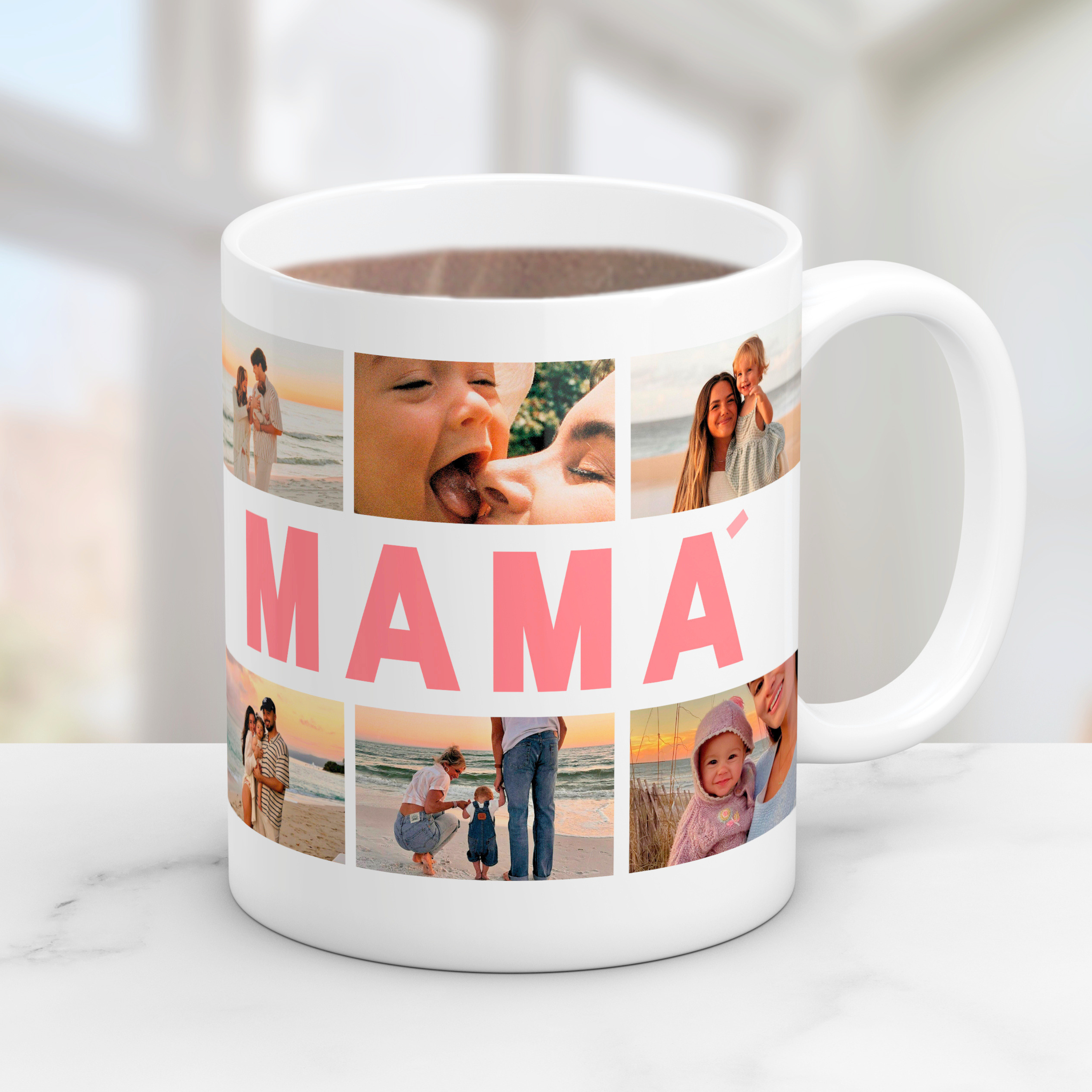Taza "MAMÁ" collage con 6 fotos