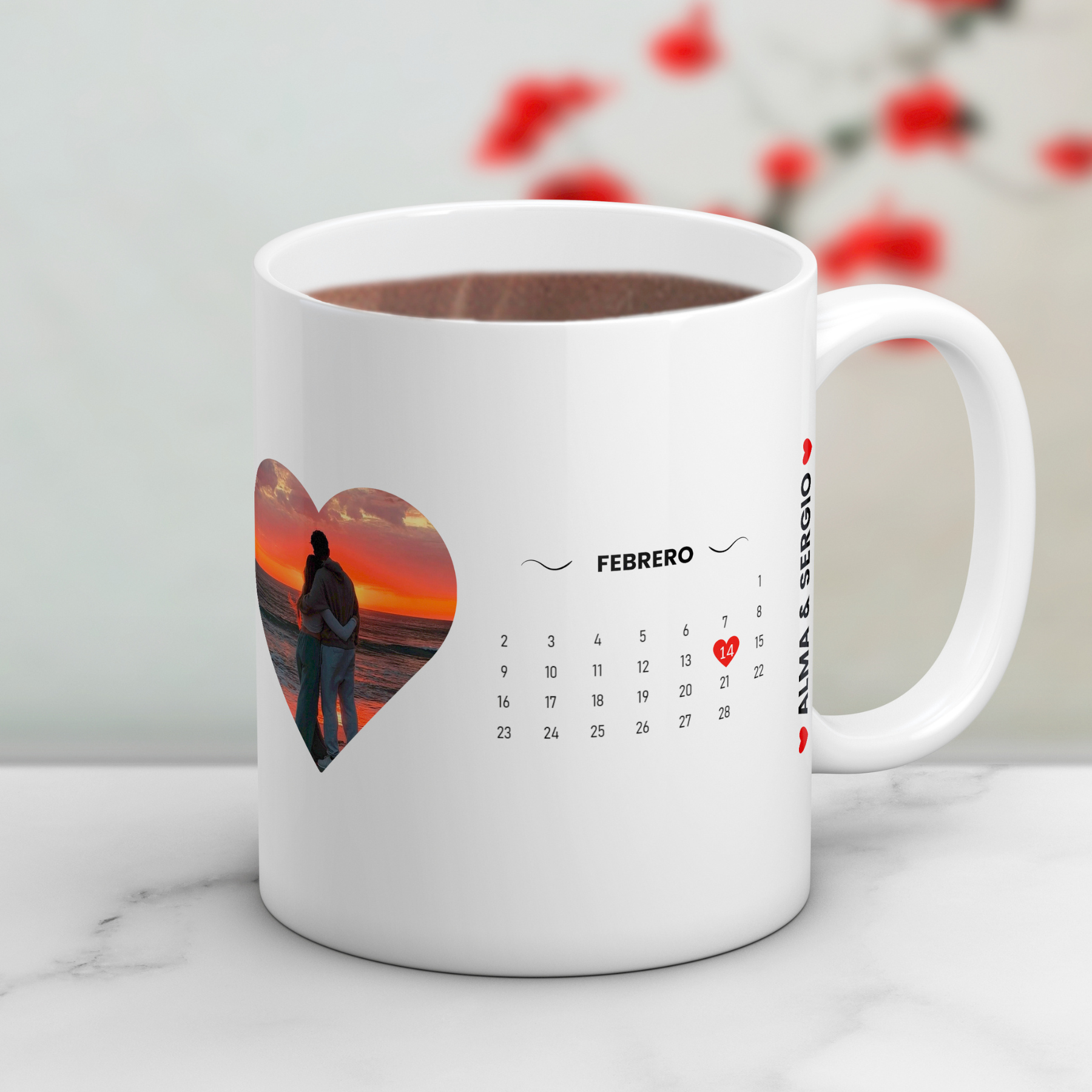 Taza Parejas Fecha Feliz San Valentín