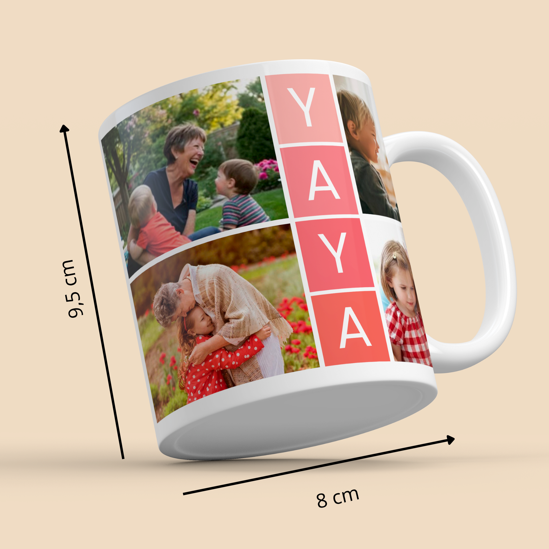 Taza Personalizada Yaya con 4 Fotos