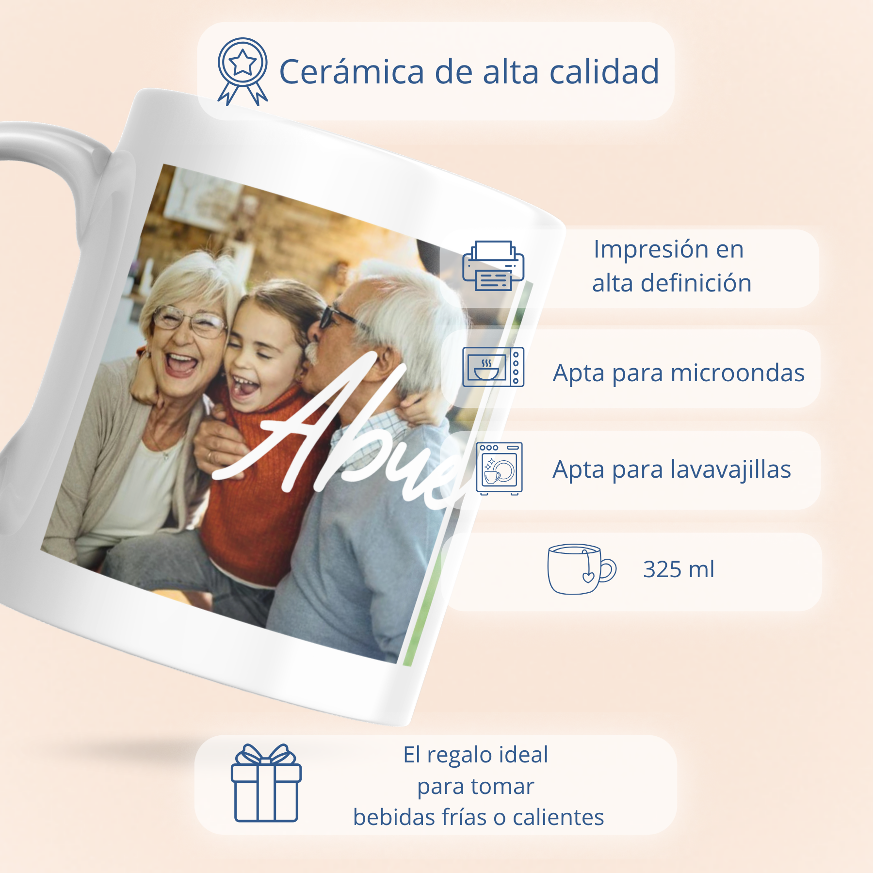 Taza ABUELOS con dos Fotos