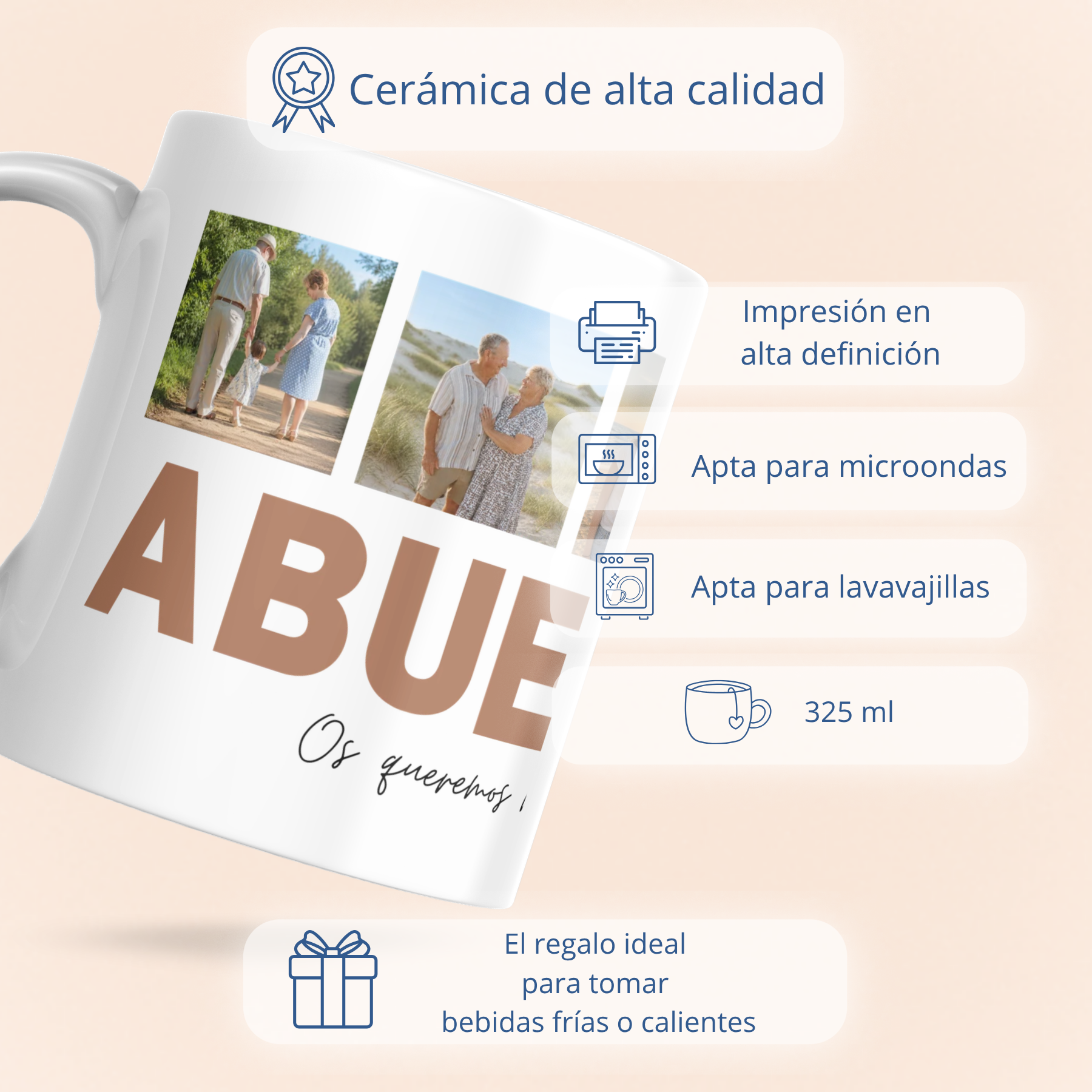Taza ABUELOS con 4 Fotos