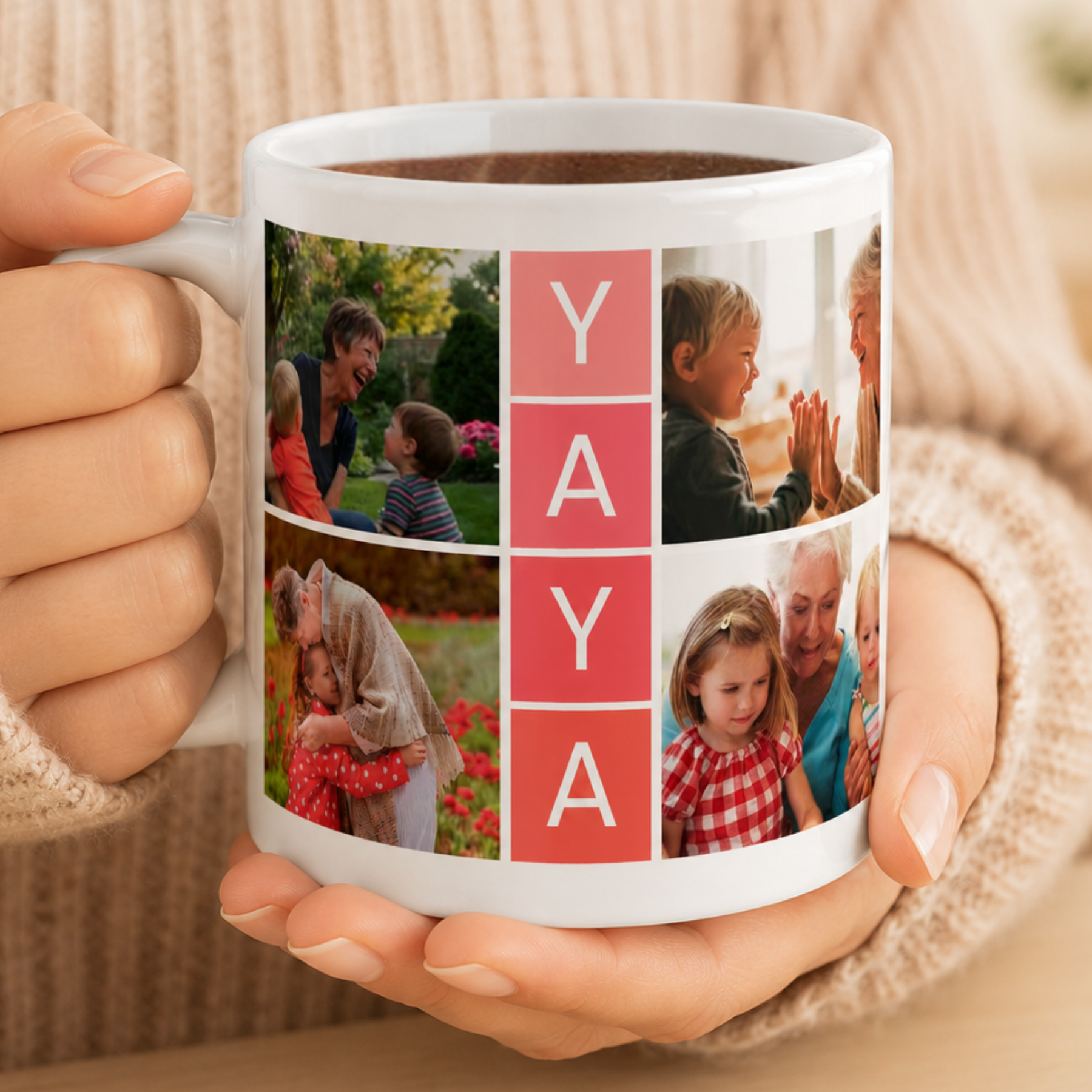 Taza Personalizada Yaya con 4 Fotos