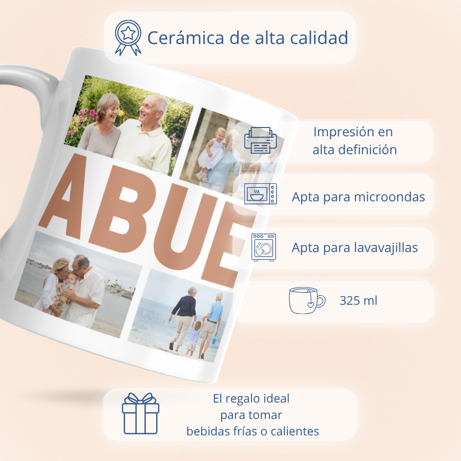 Taza Collage ABUELOS con 6 Fotos