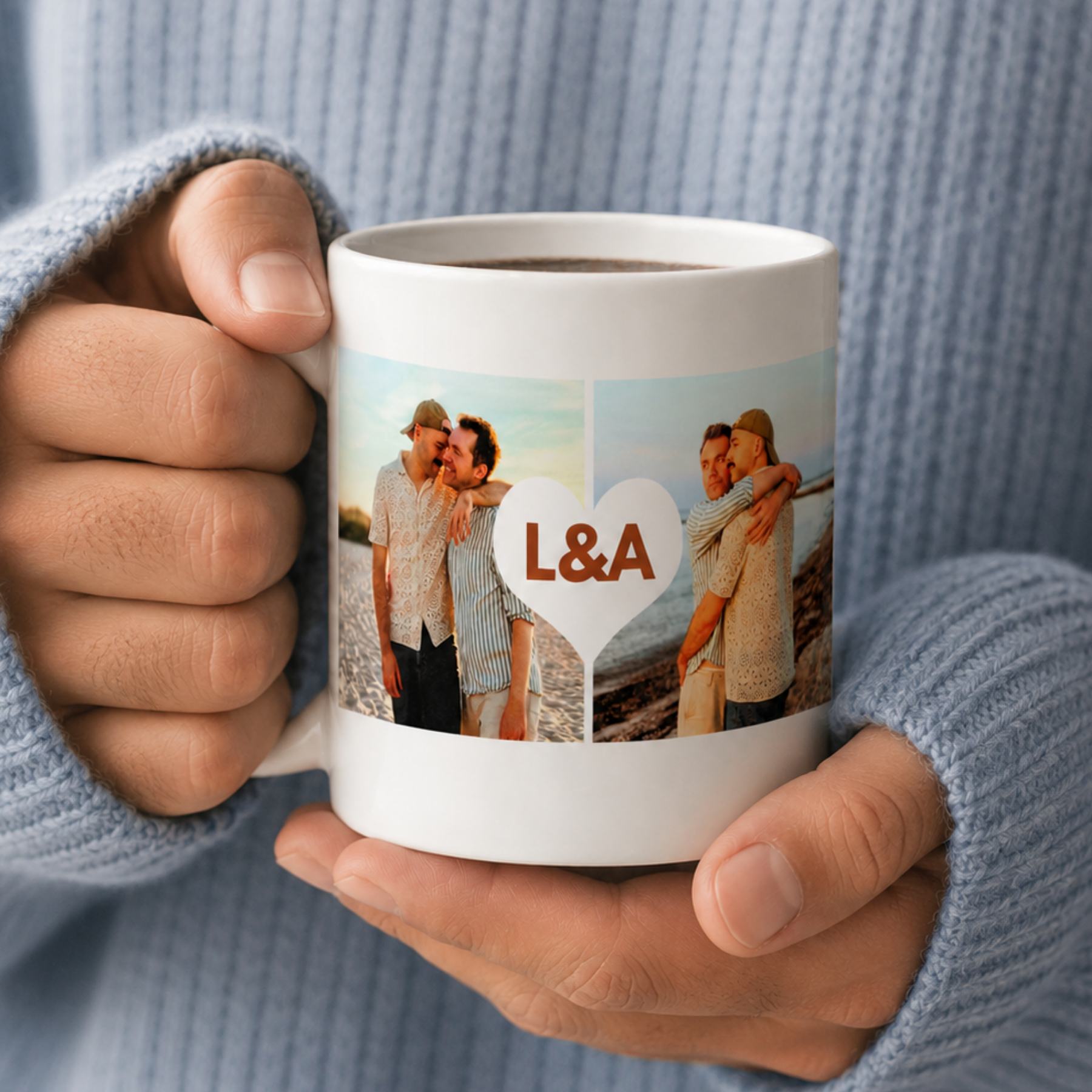 Taza corazón y dos fotos Orgullo