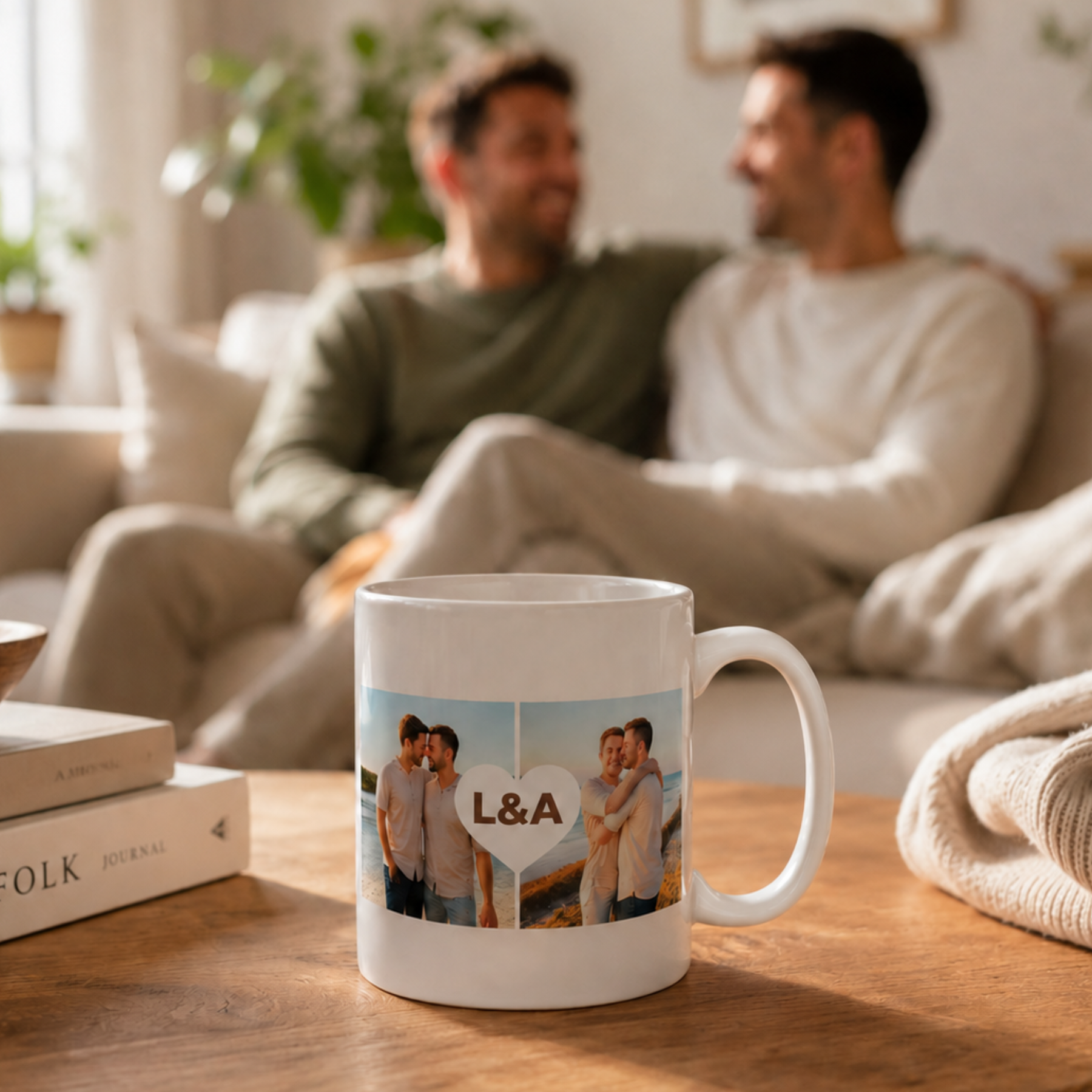 Taza corazón y dos fotos Orgullo