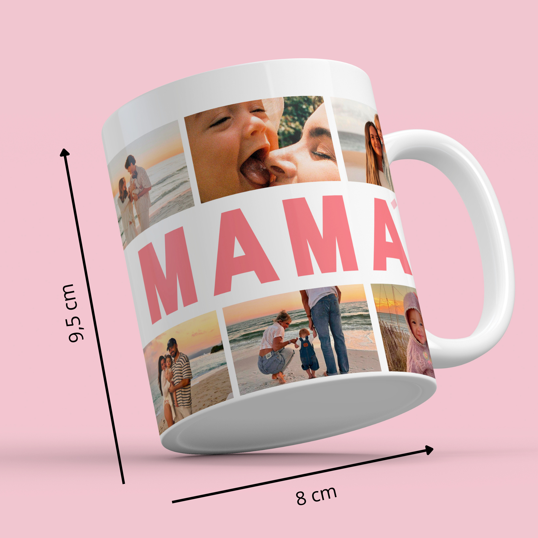 Colagem de caneca "MÃE" com 6 fotos