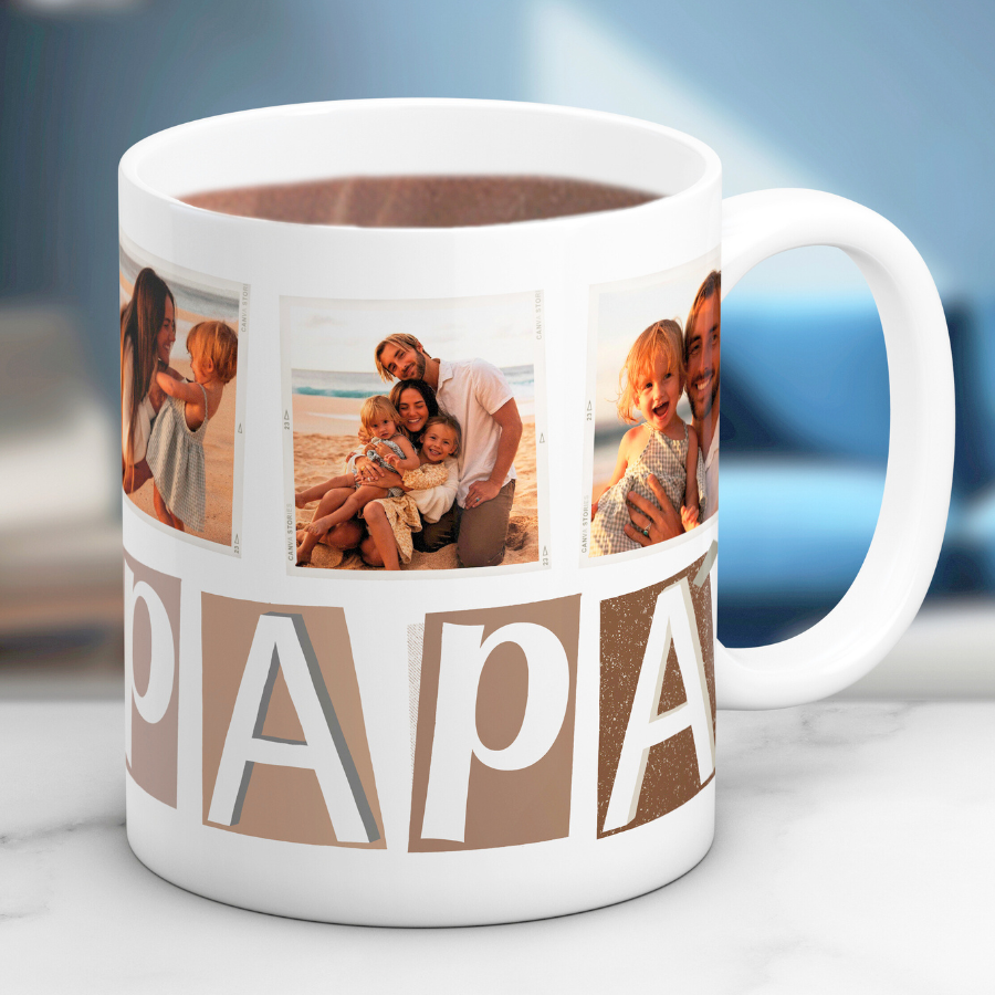 Taza "PAPÁ" collage 3 fotos