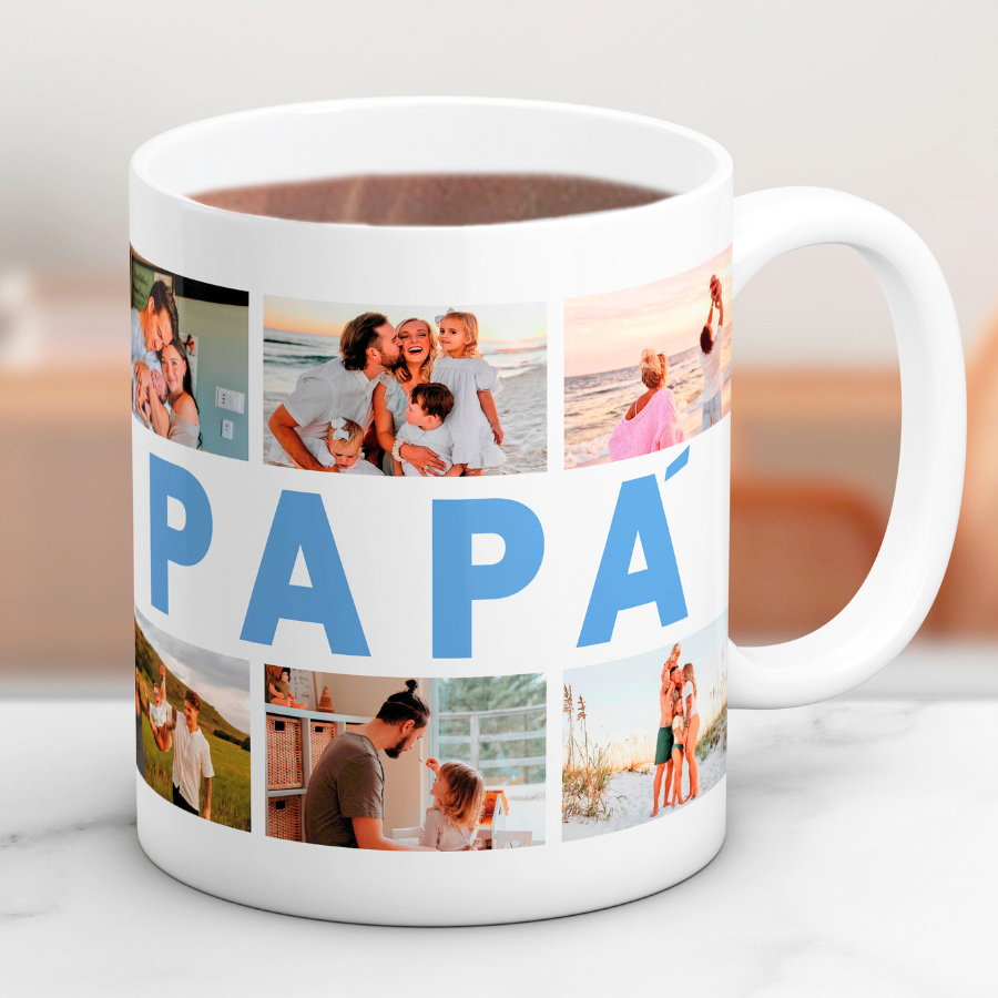 Taza "PAPÁ" collage con 6 fotos